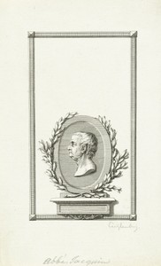 Portret van Abbé Jacquin in ovaal met olijftakken