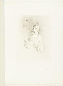 Portret van actrice Léonie Yahne in haar kleedkamer
