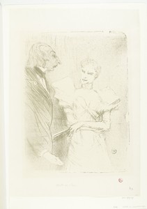 Portret van actrice Marthe Brandès en acteur Louis-Pierre Leloir in toneelstuk Les Cabotins