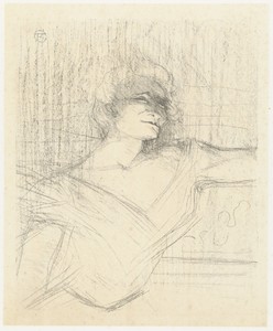 Portret van actrice Yvette Guilbert in Dans la Glu