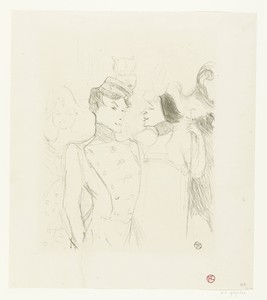 Portret van actrices Marcelle Lender en Eve Lavallière in een revue in het Théâtre des Variétés