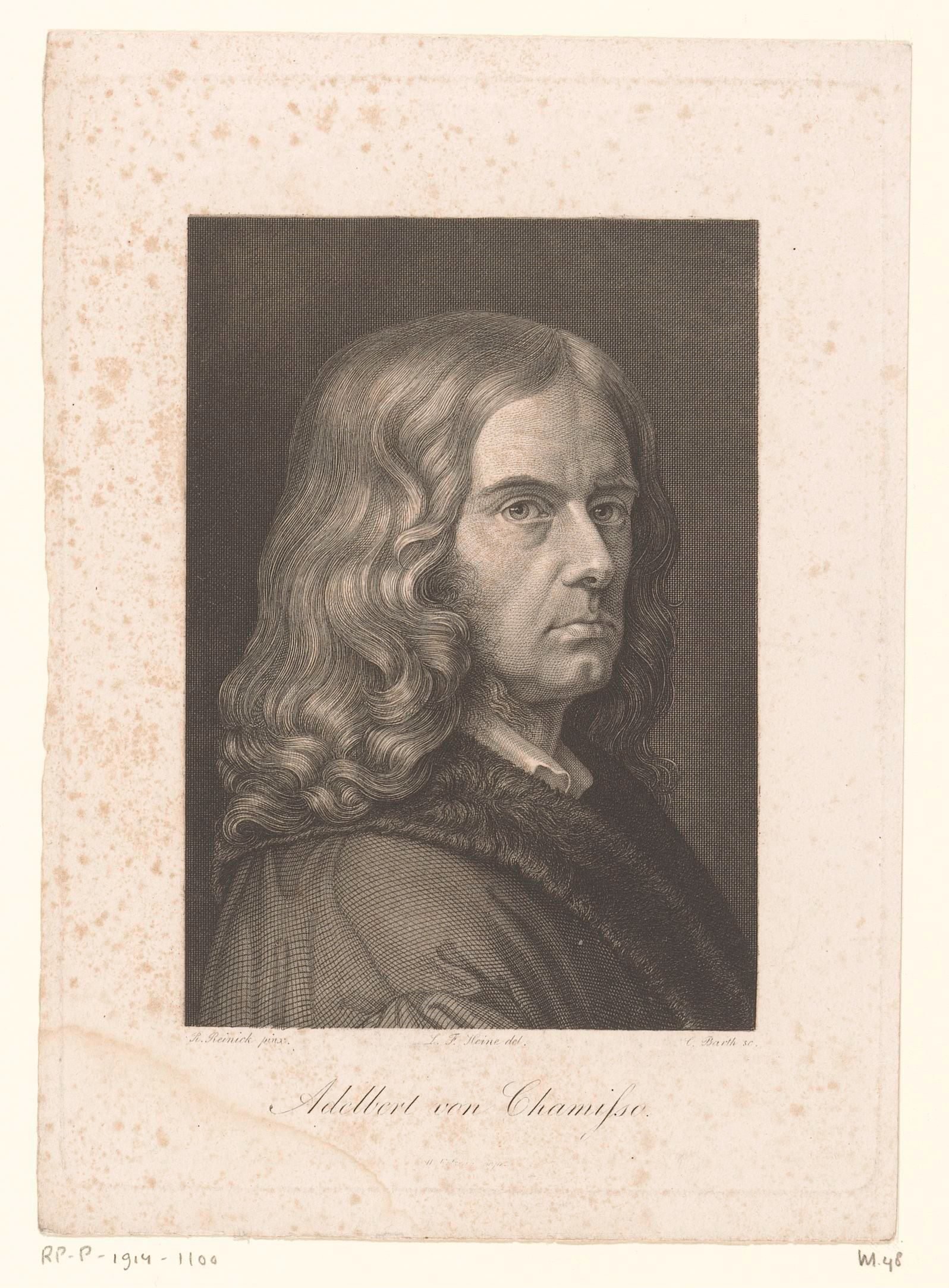 Portret van Adelbert von Chamisso by Karl Barth
