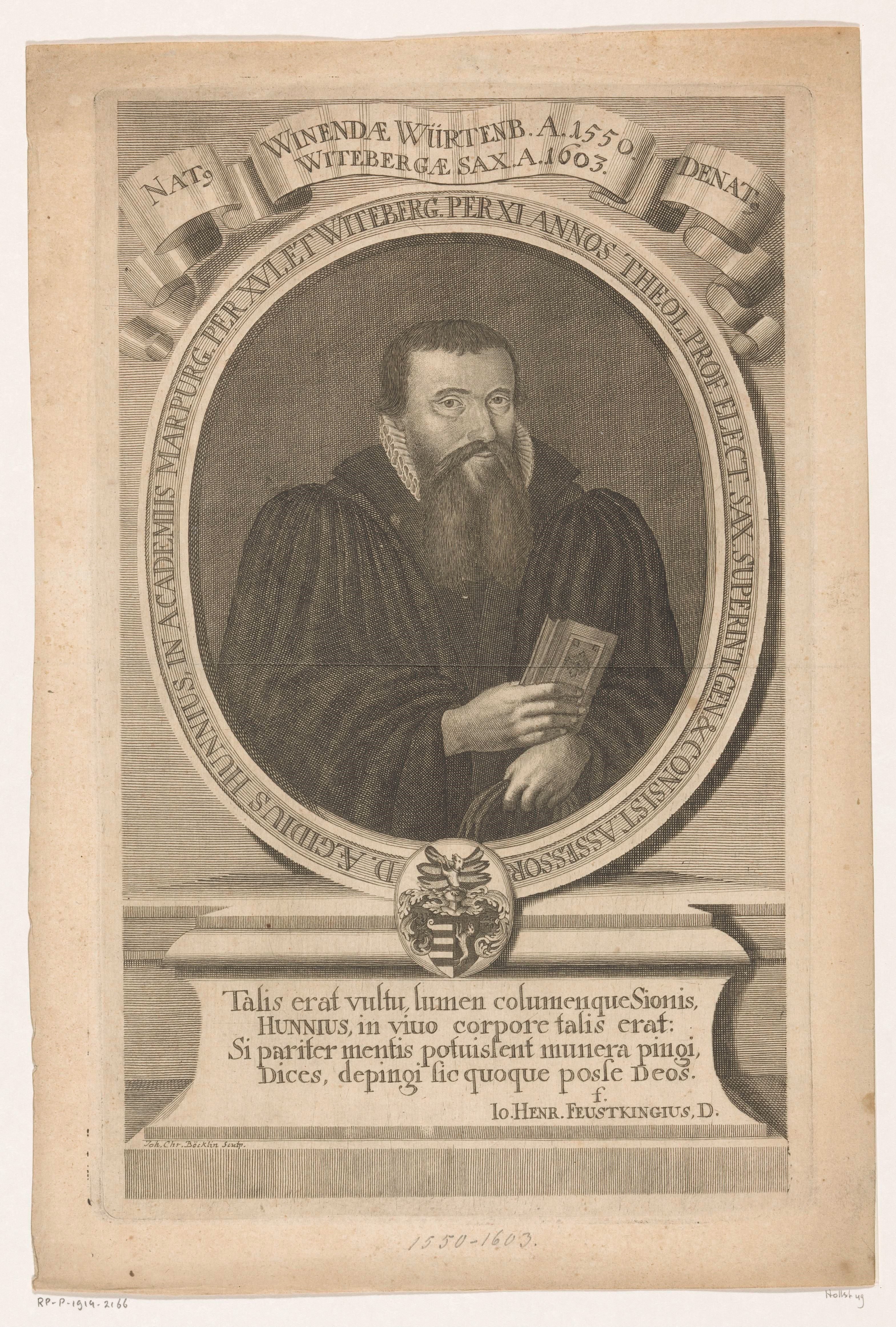 Portret van Aegidius Hunnius by Johann Christoph Boecklin