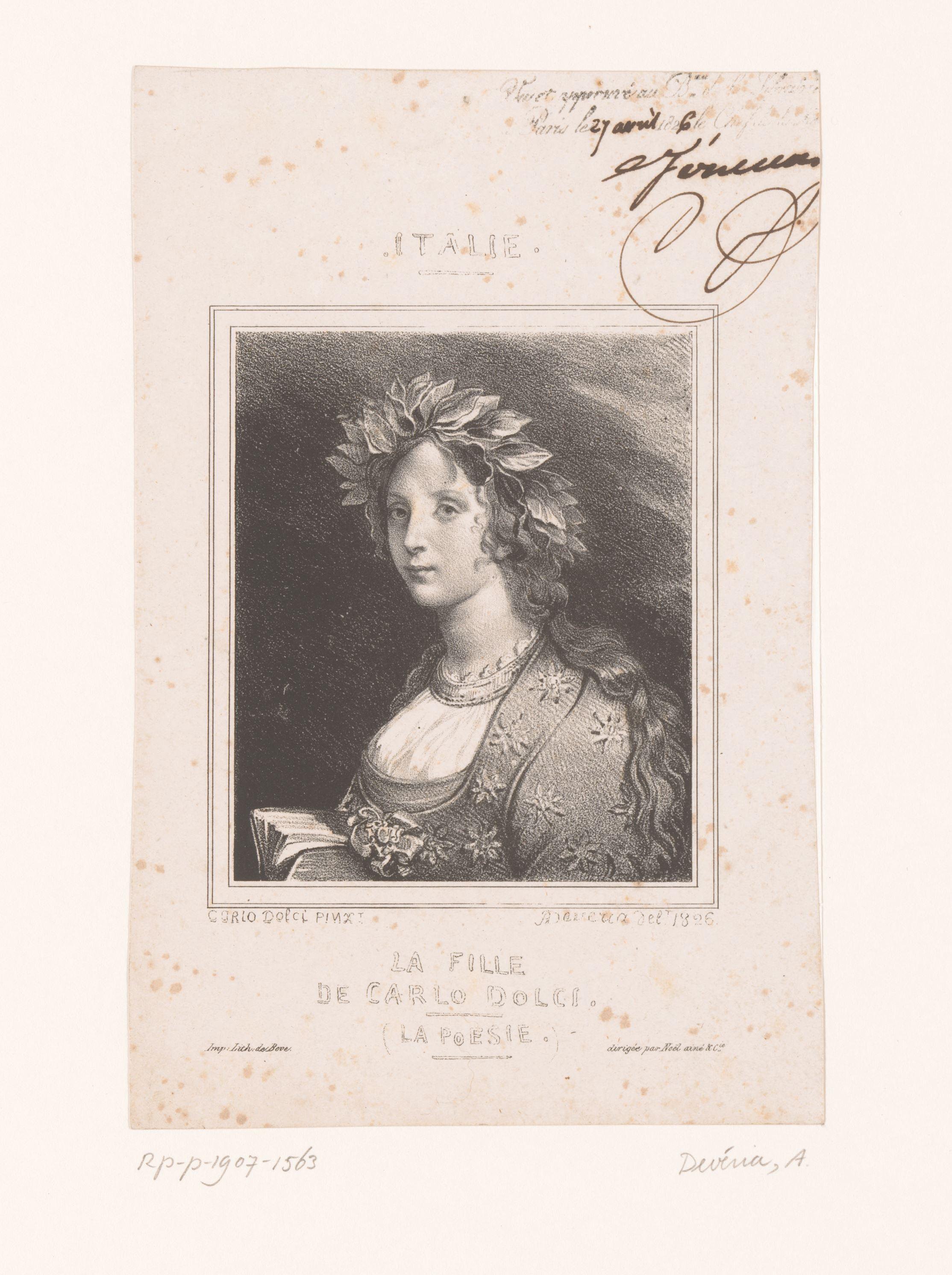 Portret van Agnese Dolci als muze van de poëzie by Achille Devéria