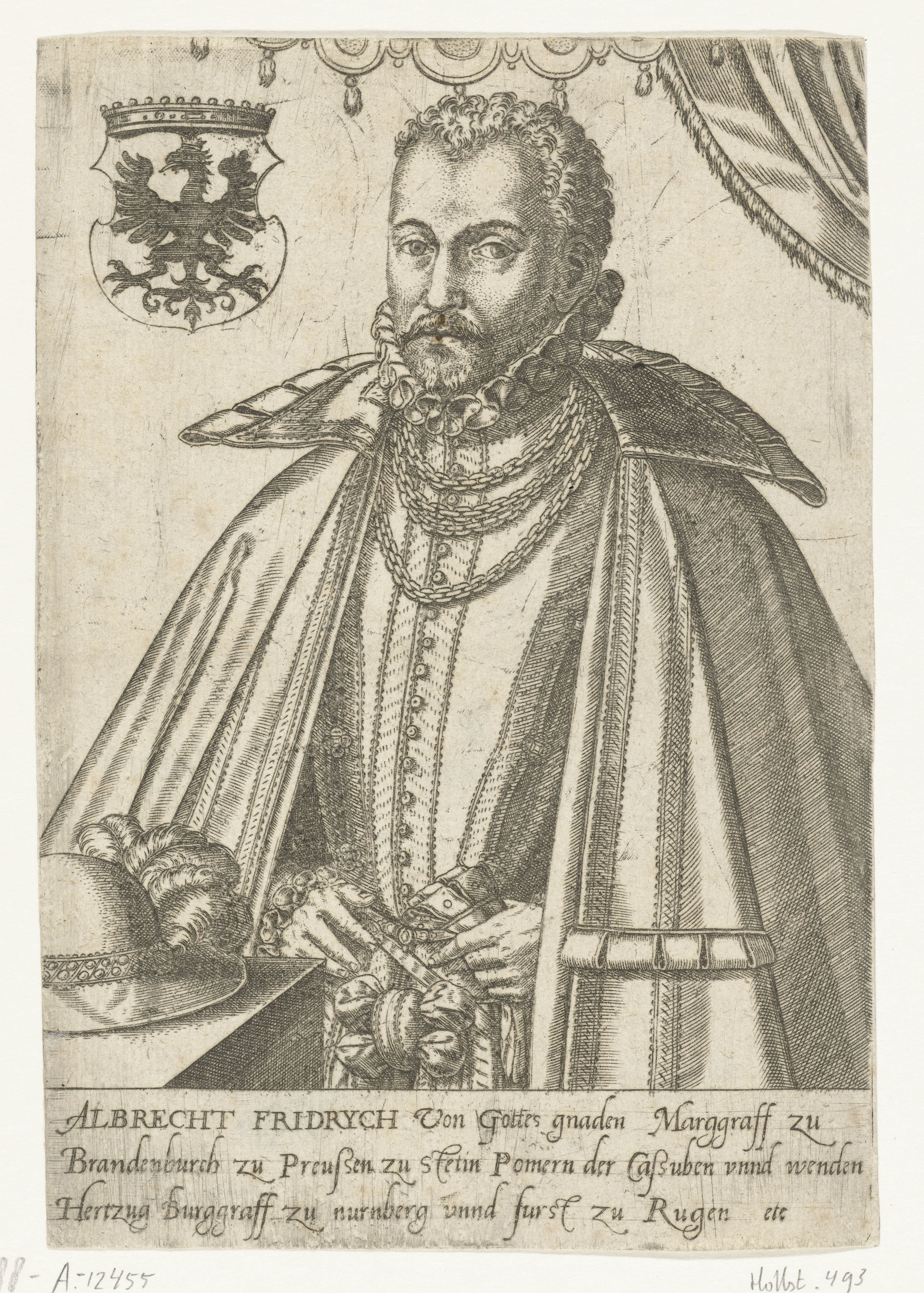 Portret van Albrecht Friedrich, Markgraaf van Brandenburg. by Abraham de Bruyn