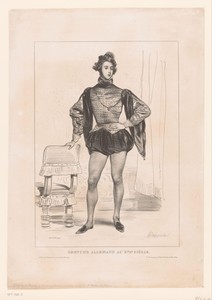 Portret van Alfred de Musset in Duits zestiende-eeuws kostuum