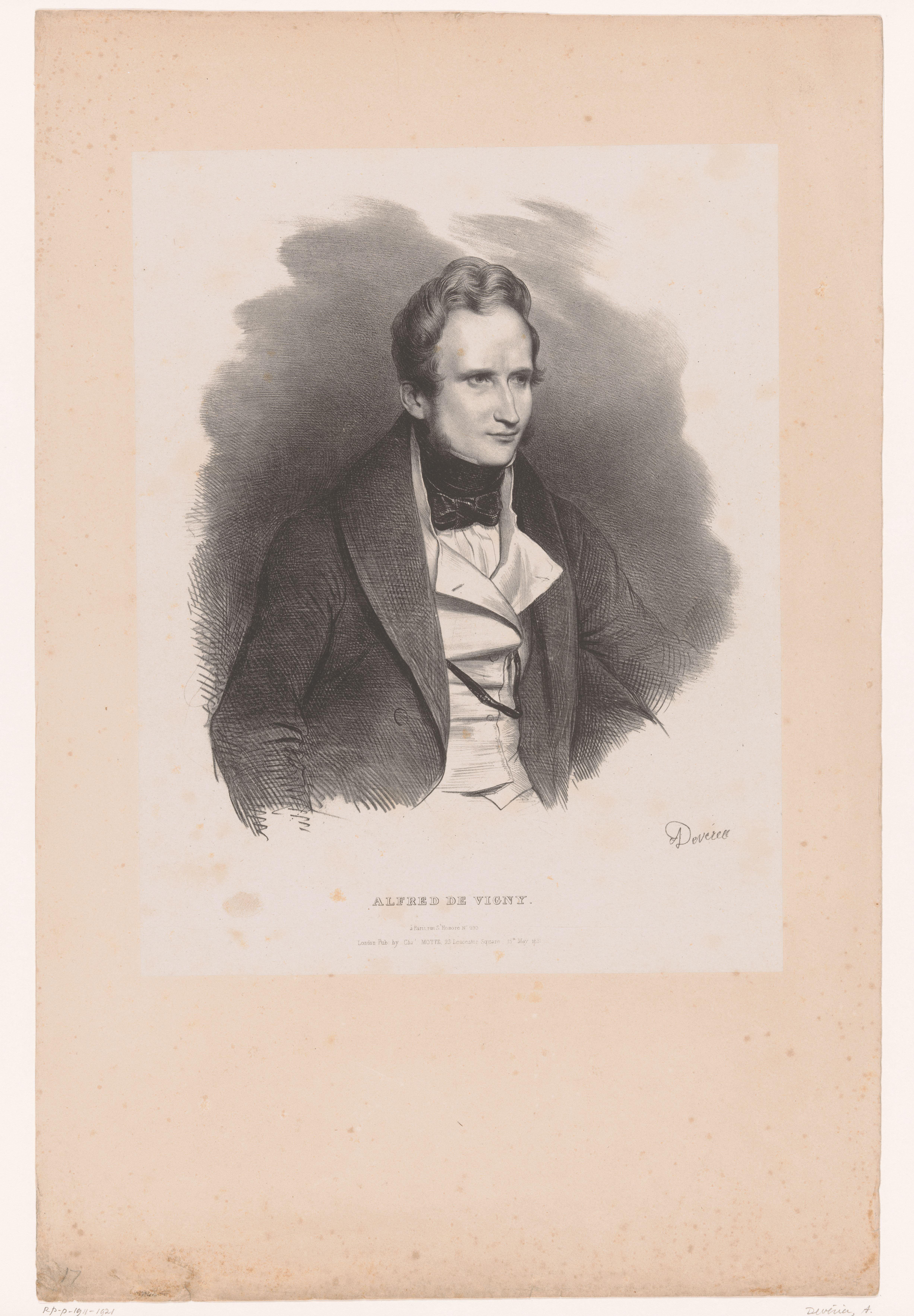 Portret van Alfred de Vigny by Achille Devéria