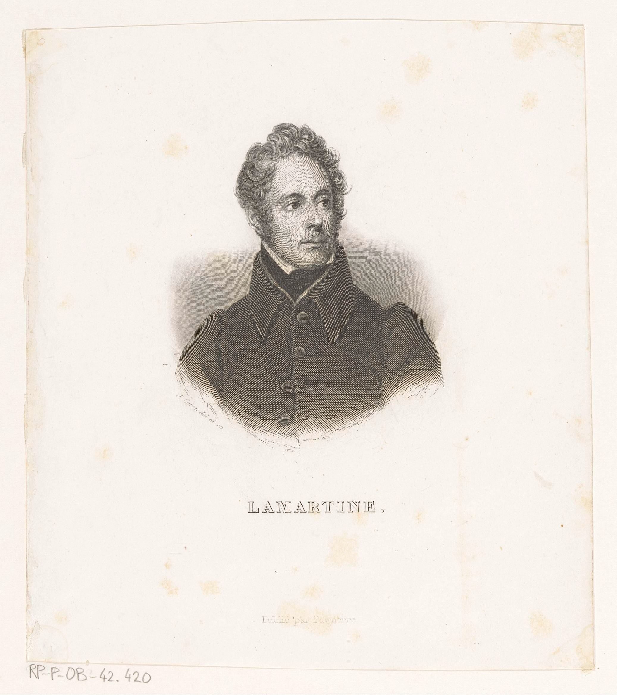 Portret van Alphonse de Lamartine by Adolphe Alexandre Joseph Caron