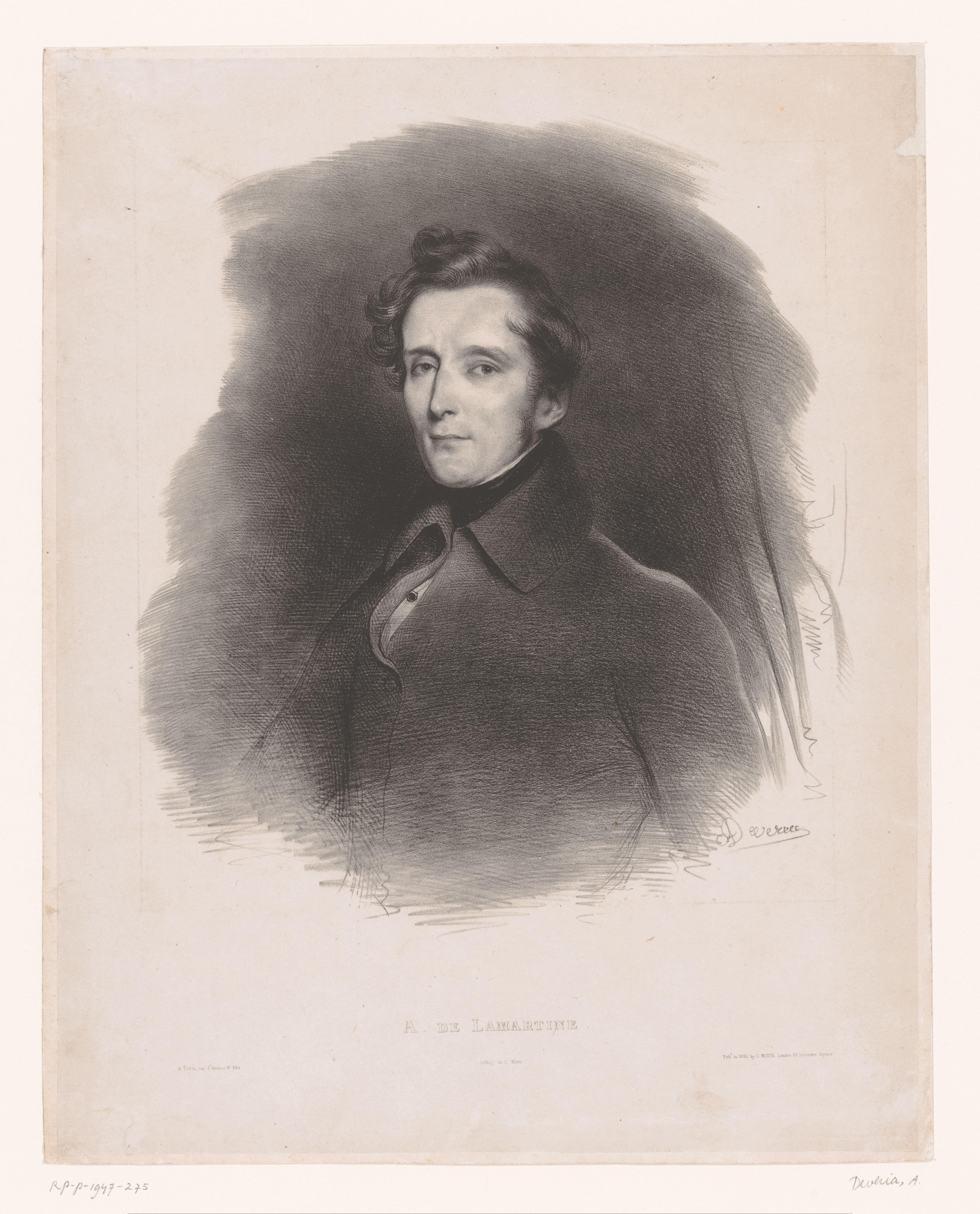 Portret van Alphonse de Lamartine by Achille Devéria