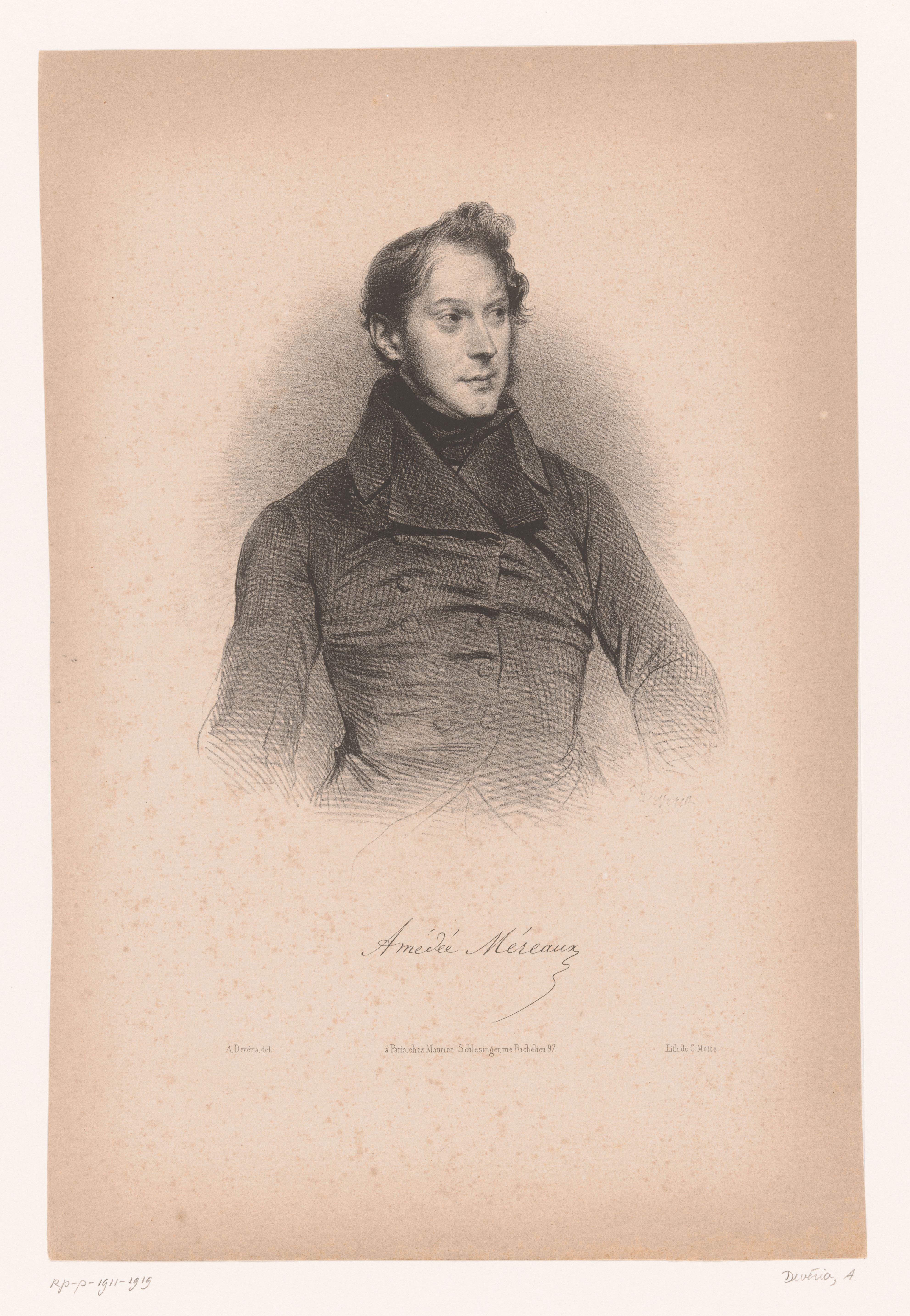 Portret van Amédée Méreaux by Achille Devéria