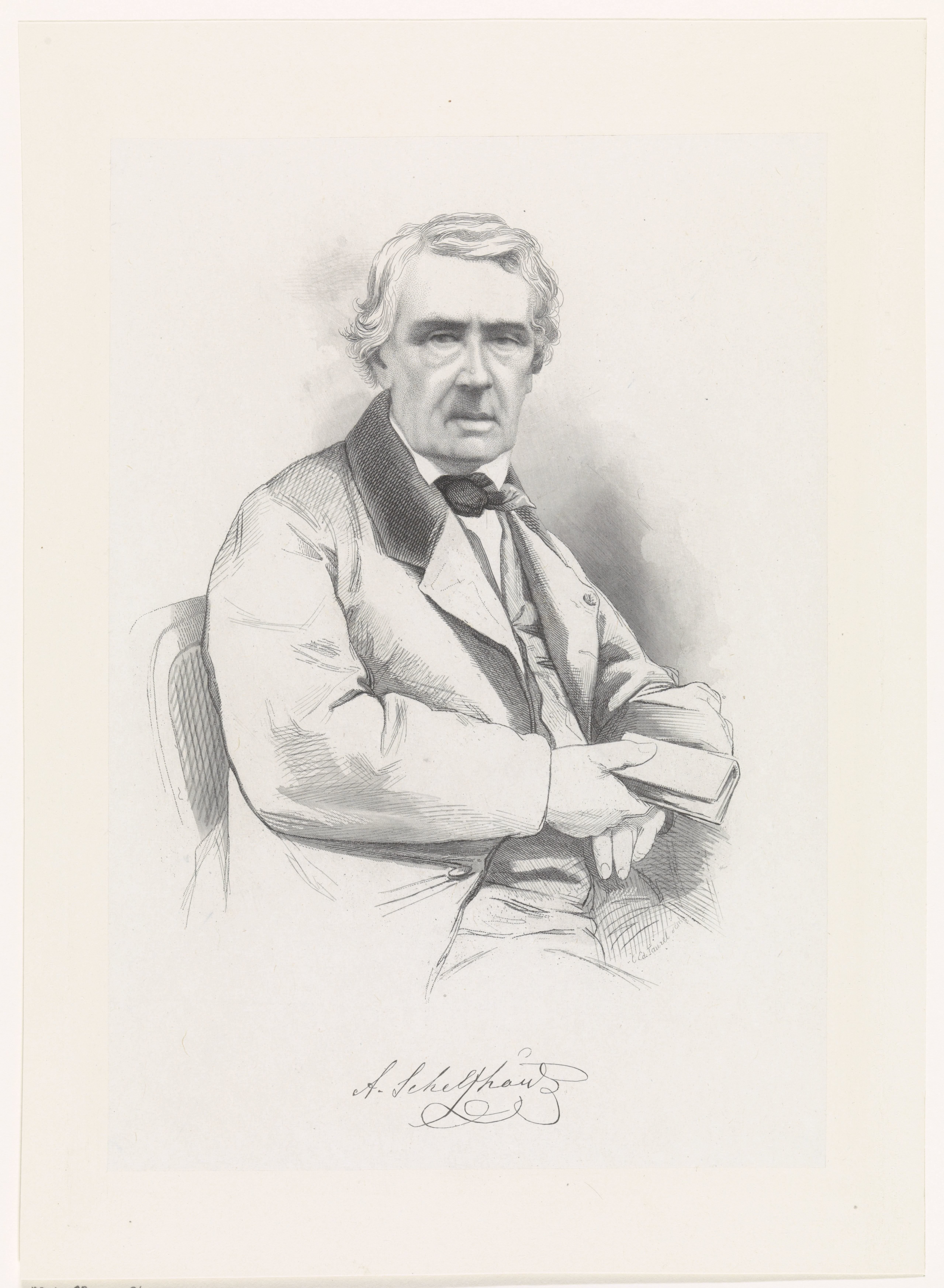 Portret van Andreas Schelfhout by Edouard Taurel