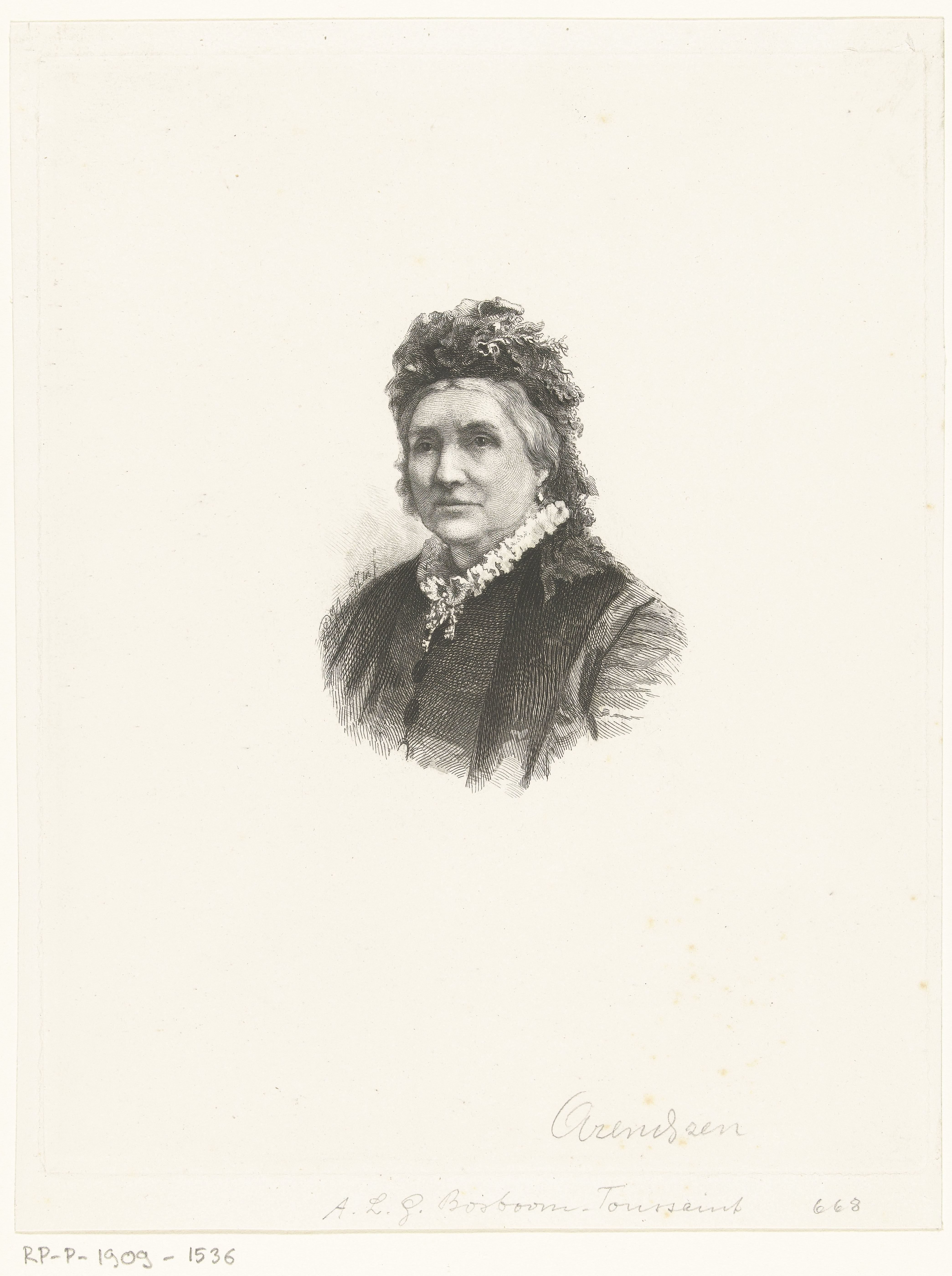 Portret van Anna Louisa Gertrude Bosboom-Toussaint by Petrus Johannes Arendzen