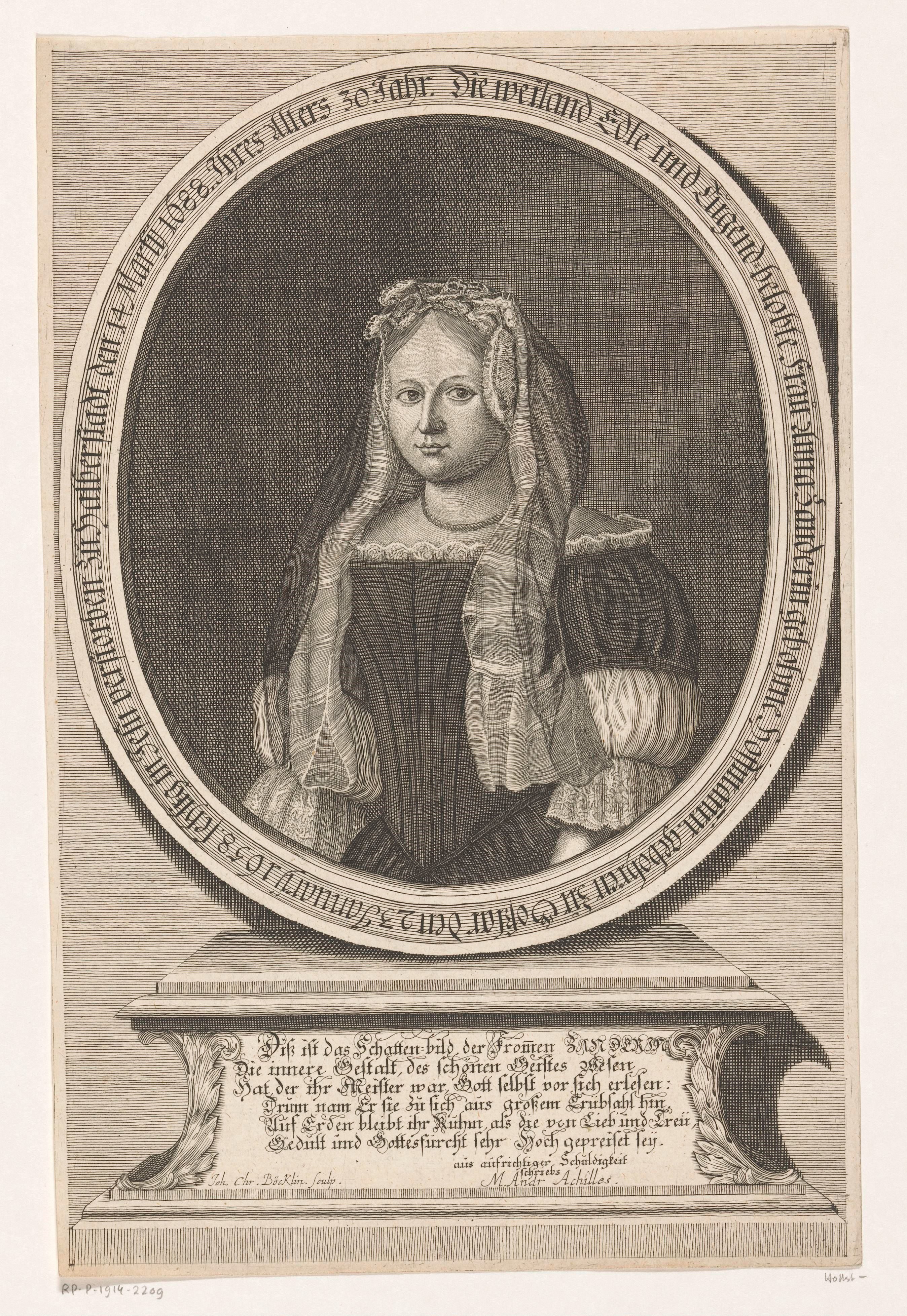 Portret van Anna Zander by Johann Christoph Boecklin