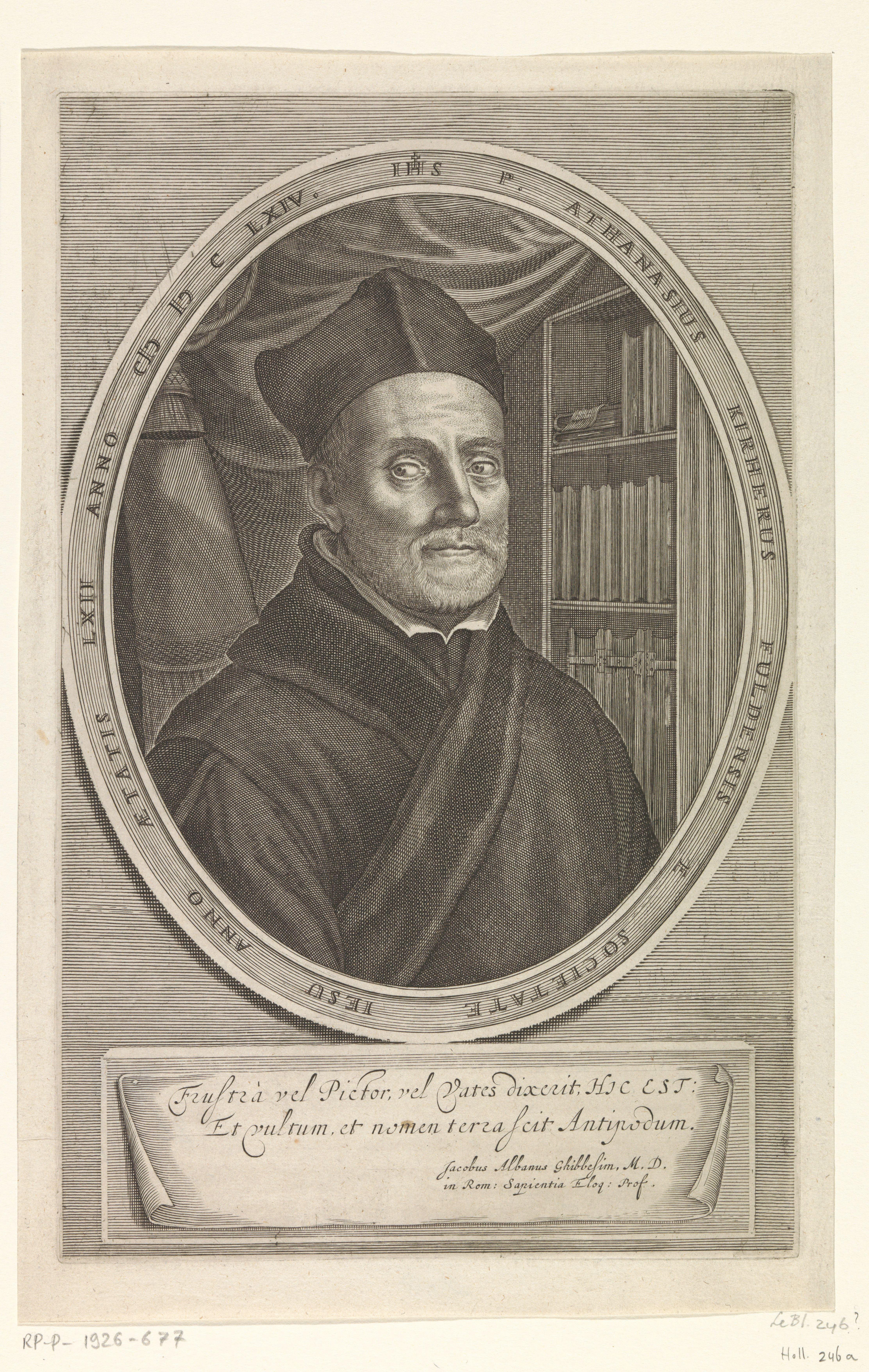 Portret van Athanasius Kircher op 62-jarige leeftijd by Cornelis Bloemaert (II)