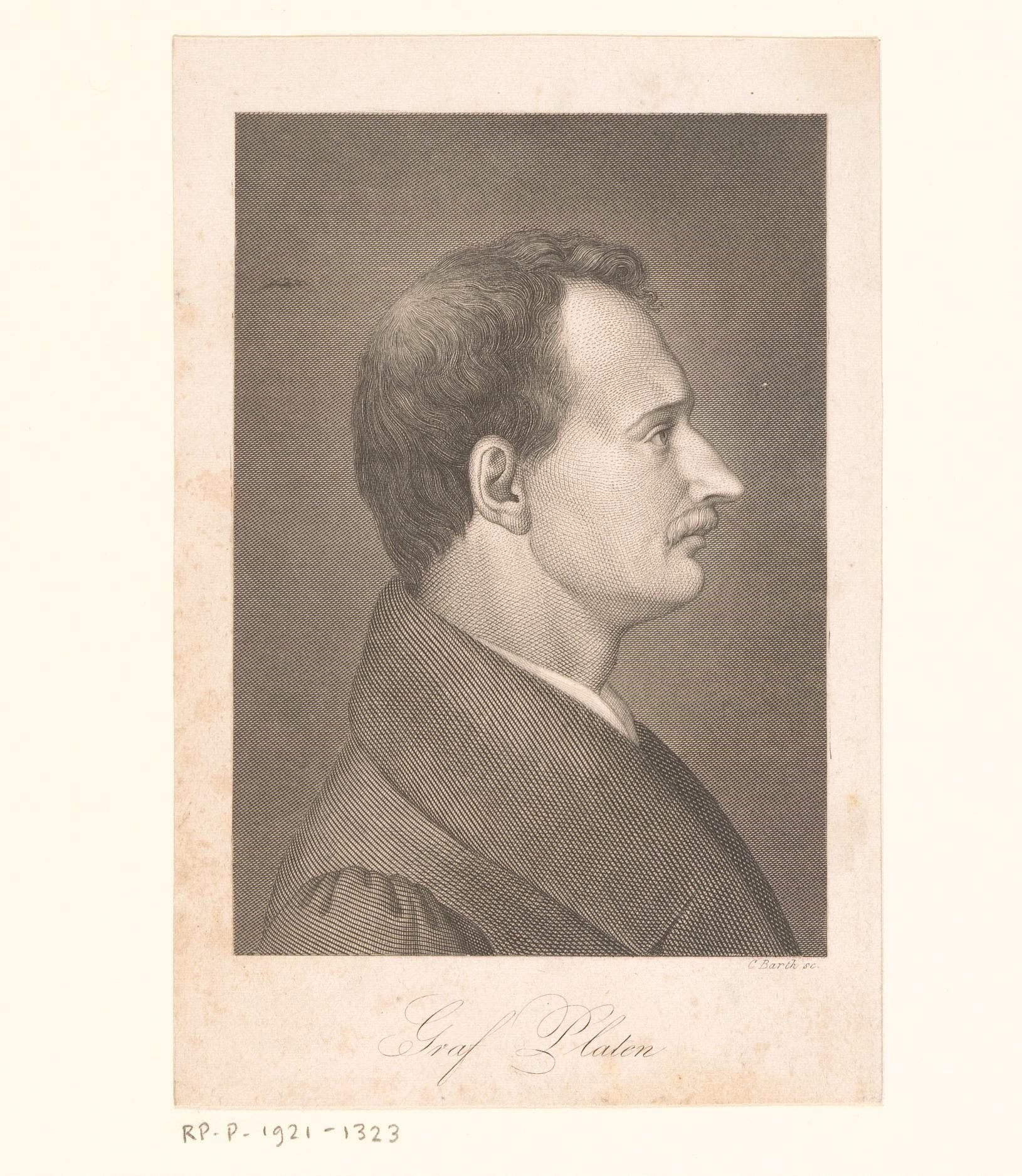 Portret van August Graf von Platen by Karl Barth