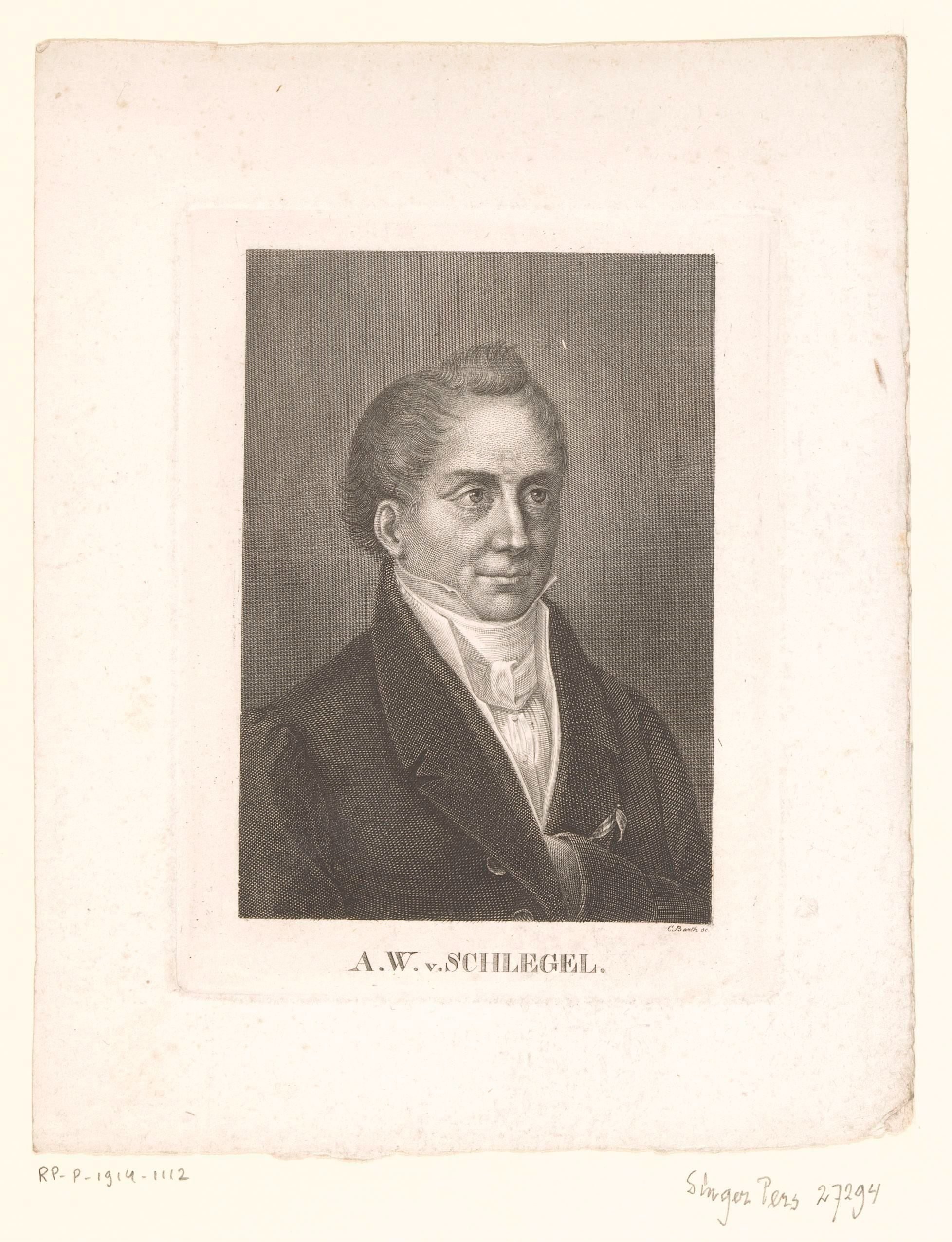 Portret van August Wilhelm von Schlegel by Karl Barth