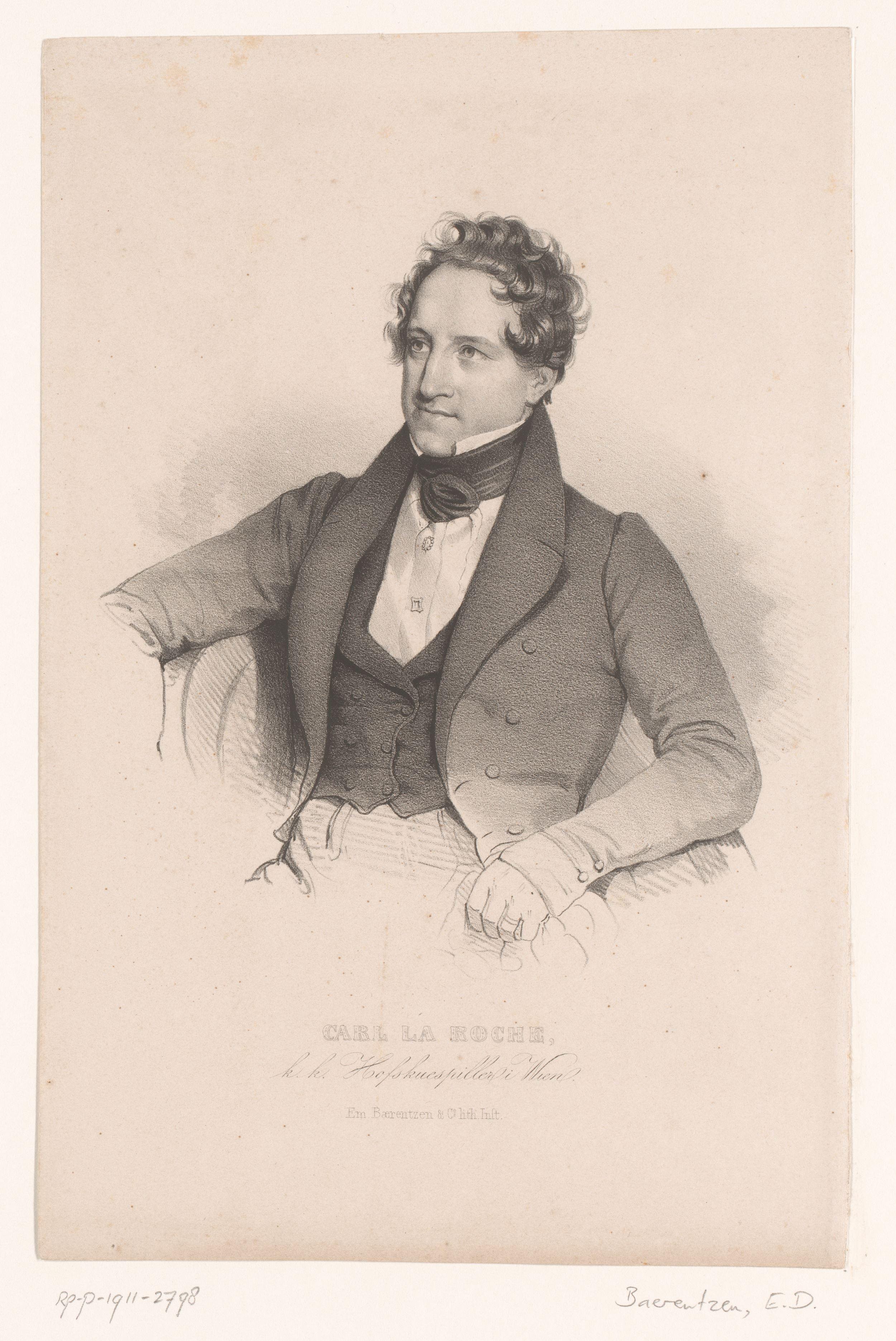 Portret van Carl von La Roche by Emilius Ditlev Baerentzen