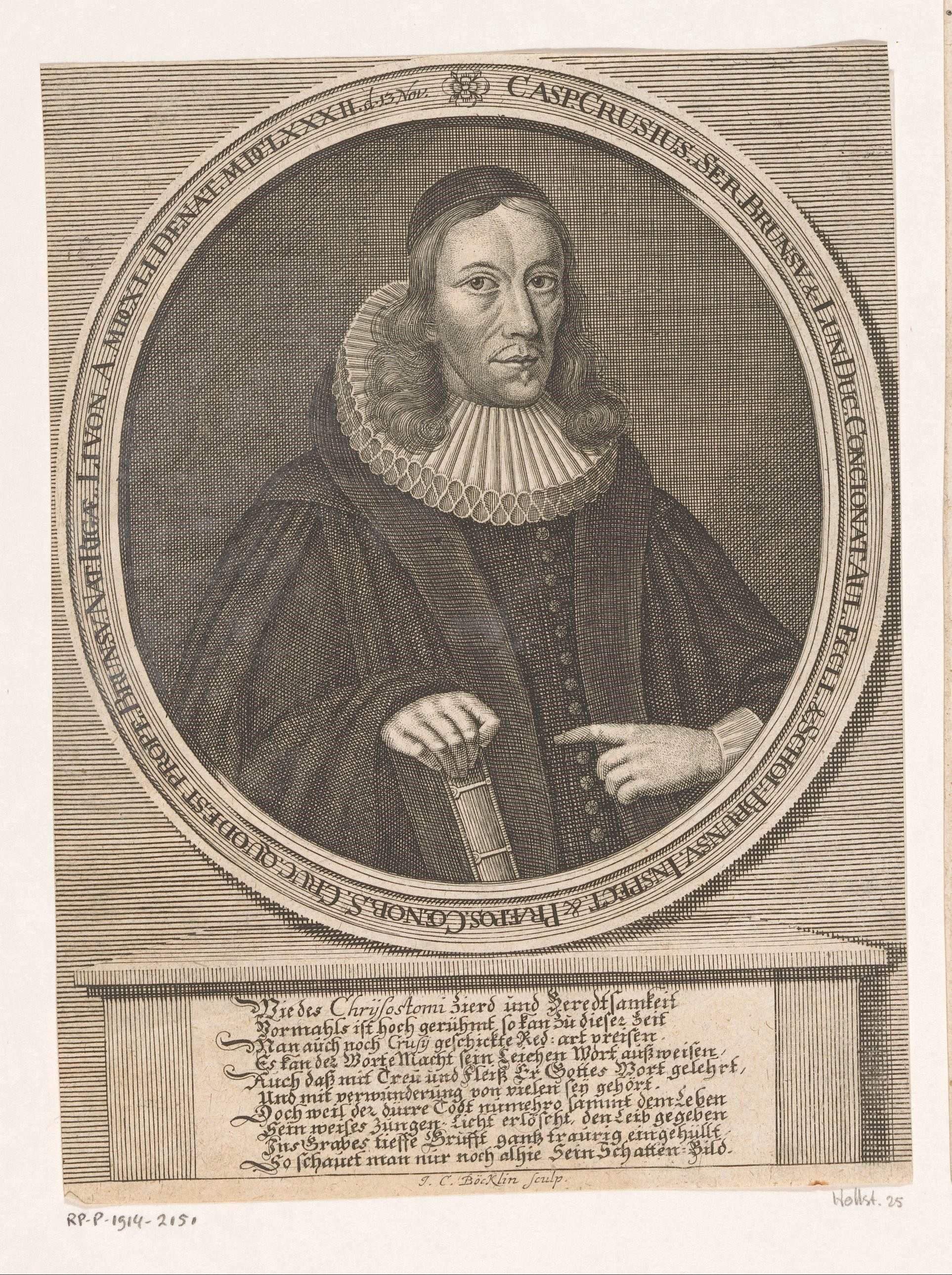 Portret van Caspar Crusius by Johann Christoph Boecklin