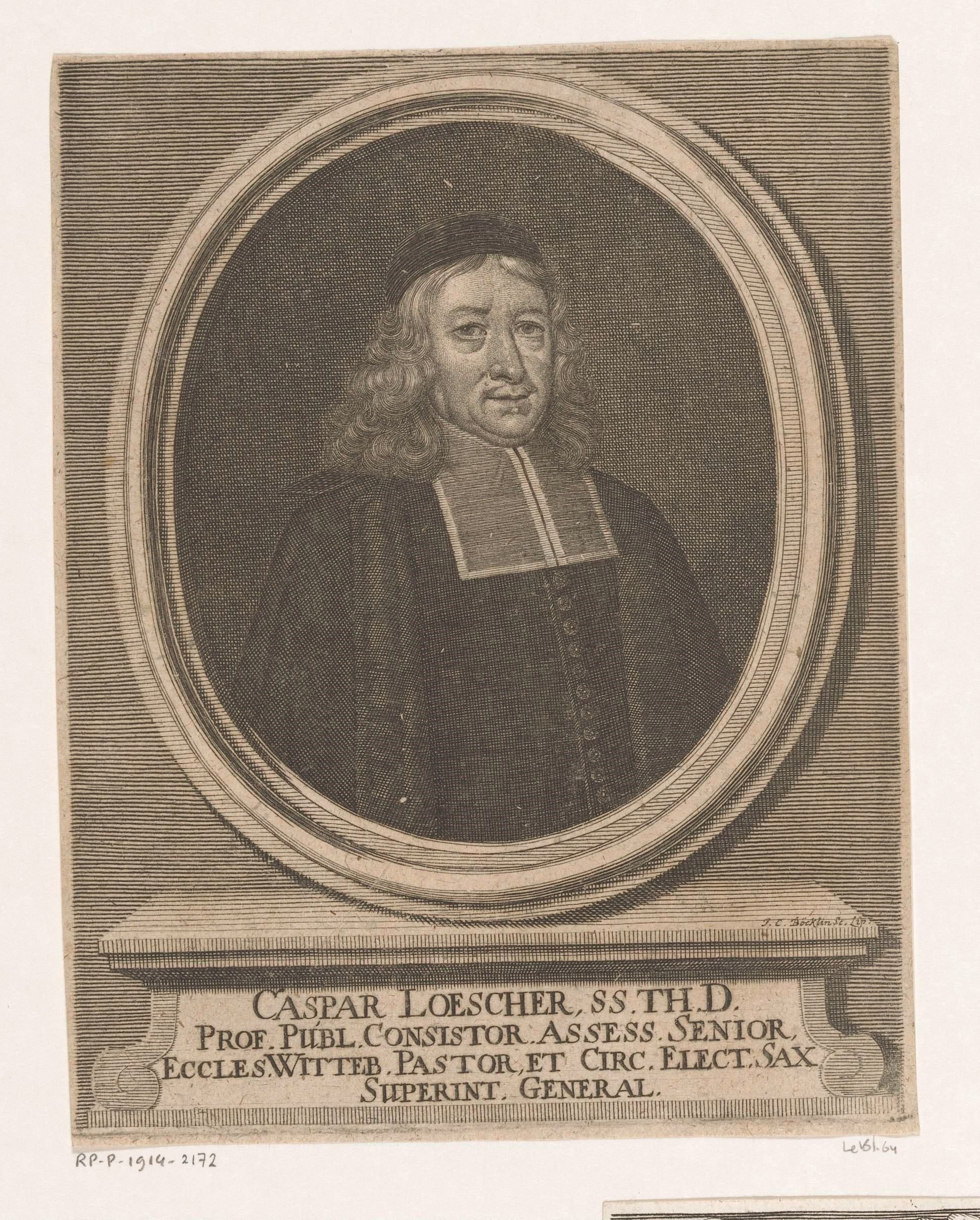 Portret van Caspar Löscher by Johann Christoph Boecklin