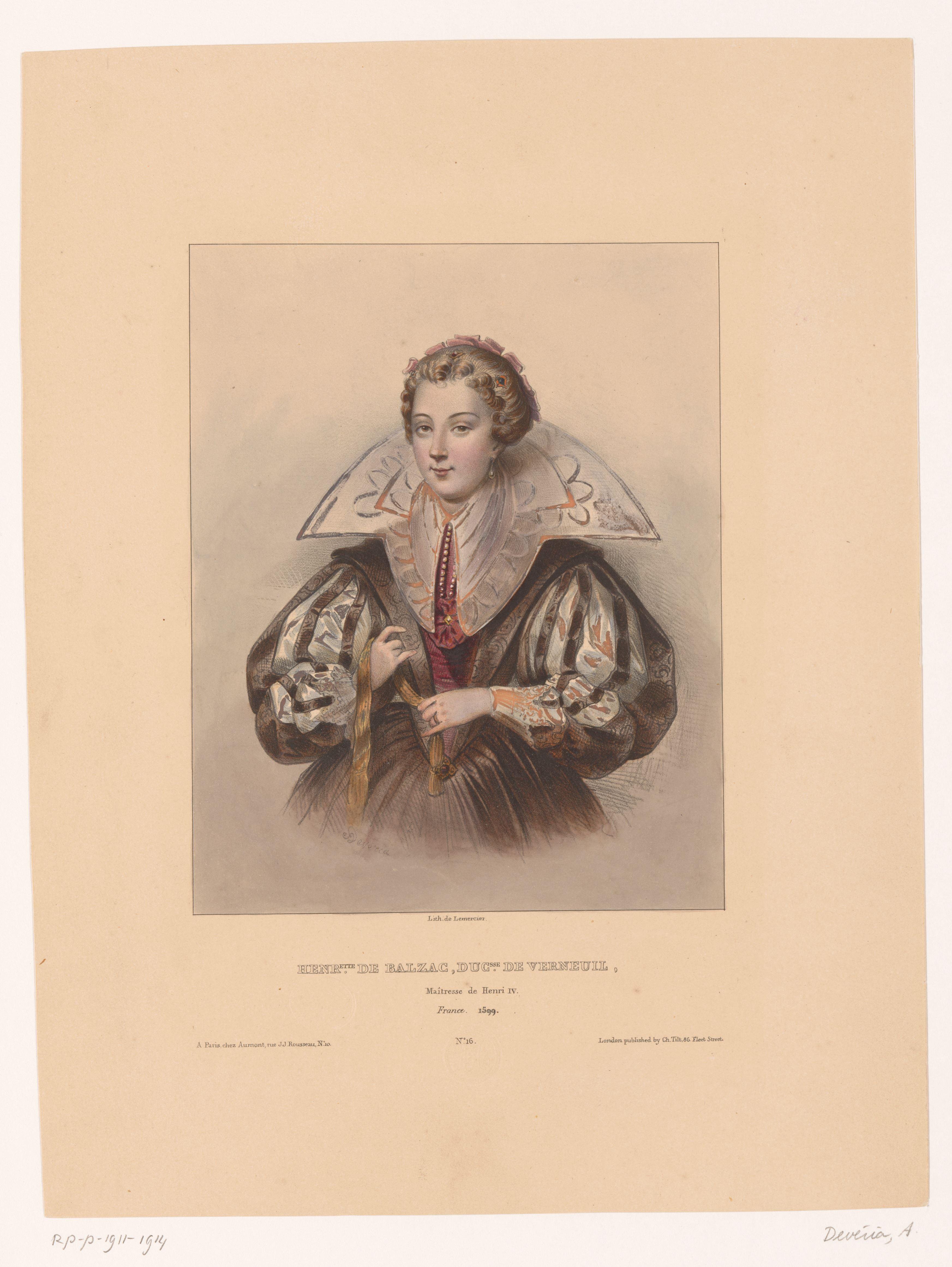 Portret van Catherine Henriette de Balzac d'Entragues by Achille Devéria