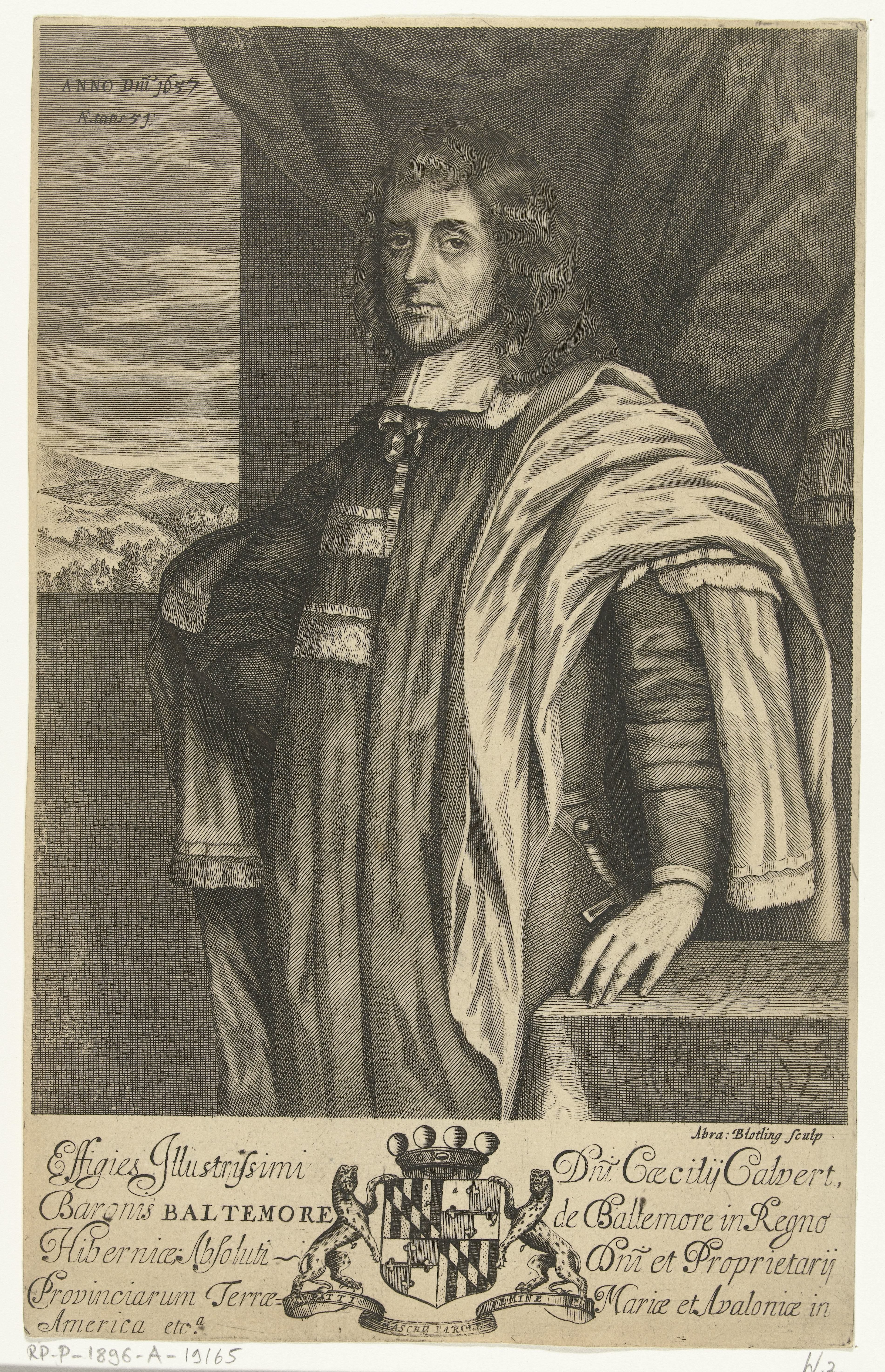 Portret van Cecilius Calvert, baron van Baltimore by Abraham Bloteling