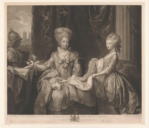 Portret van Charlotte van Mecklenburg-Strelitz en haar dochter Charlotte