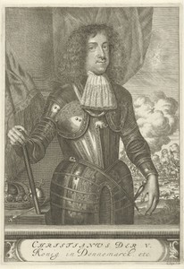 Portret van Christiaan V, koning van Denemarken en Noorwegen