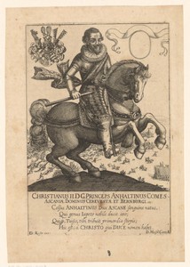 Portret van Christian I van Anhalt-Bernburg te paard