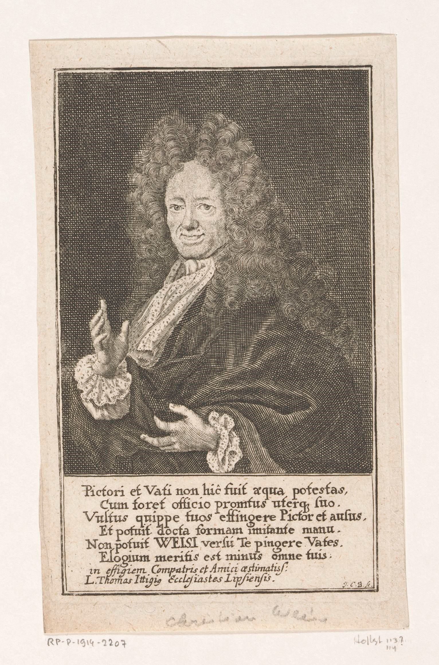 Portret van Christian Weise by Johann Christoph Boecklin