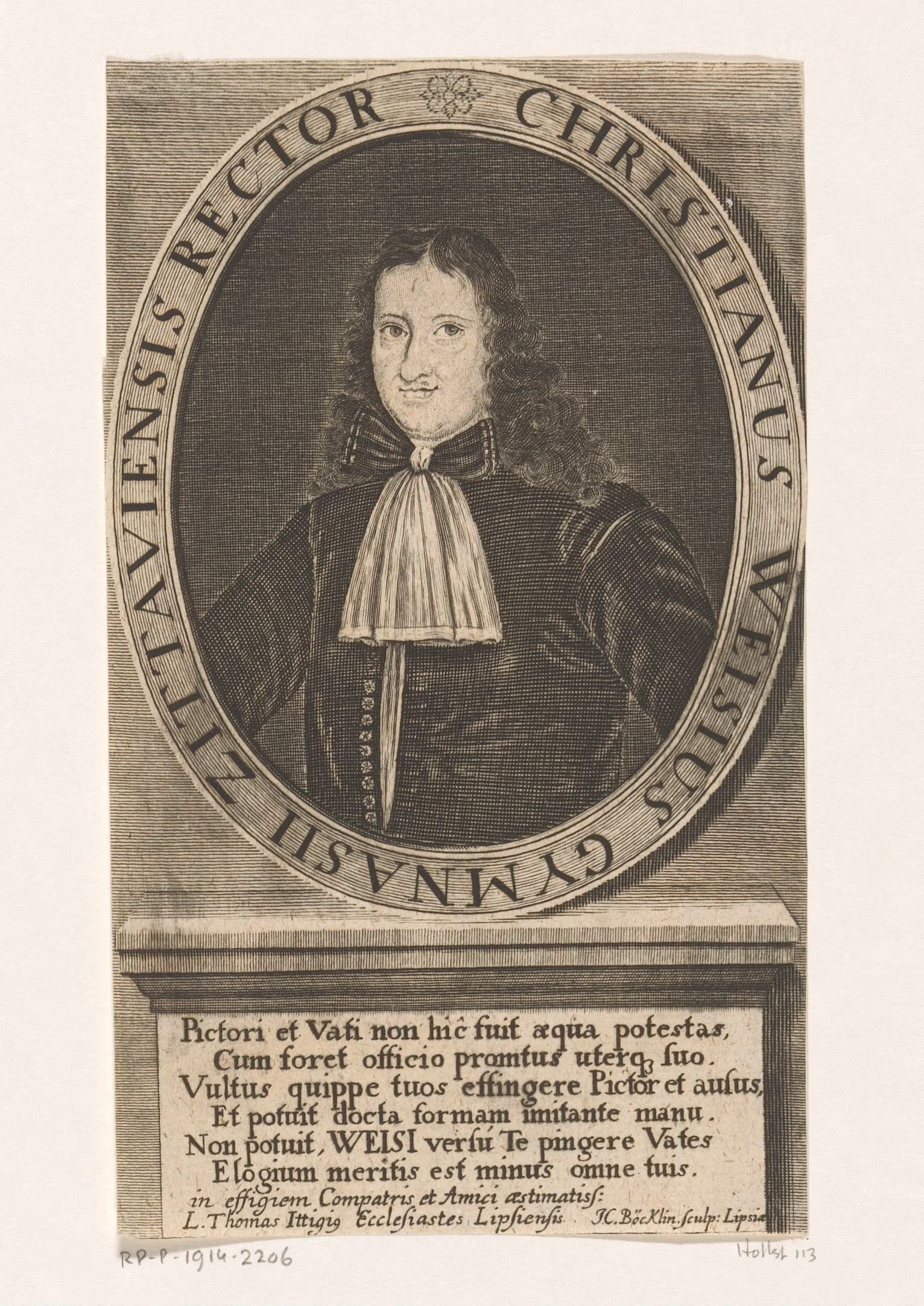 Portret van Christian Weise by Johann Christoph Boecklin