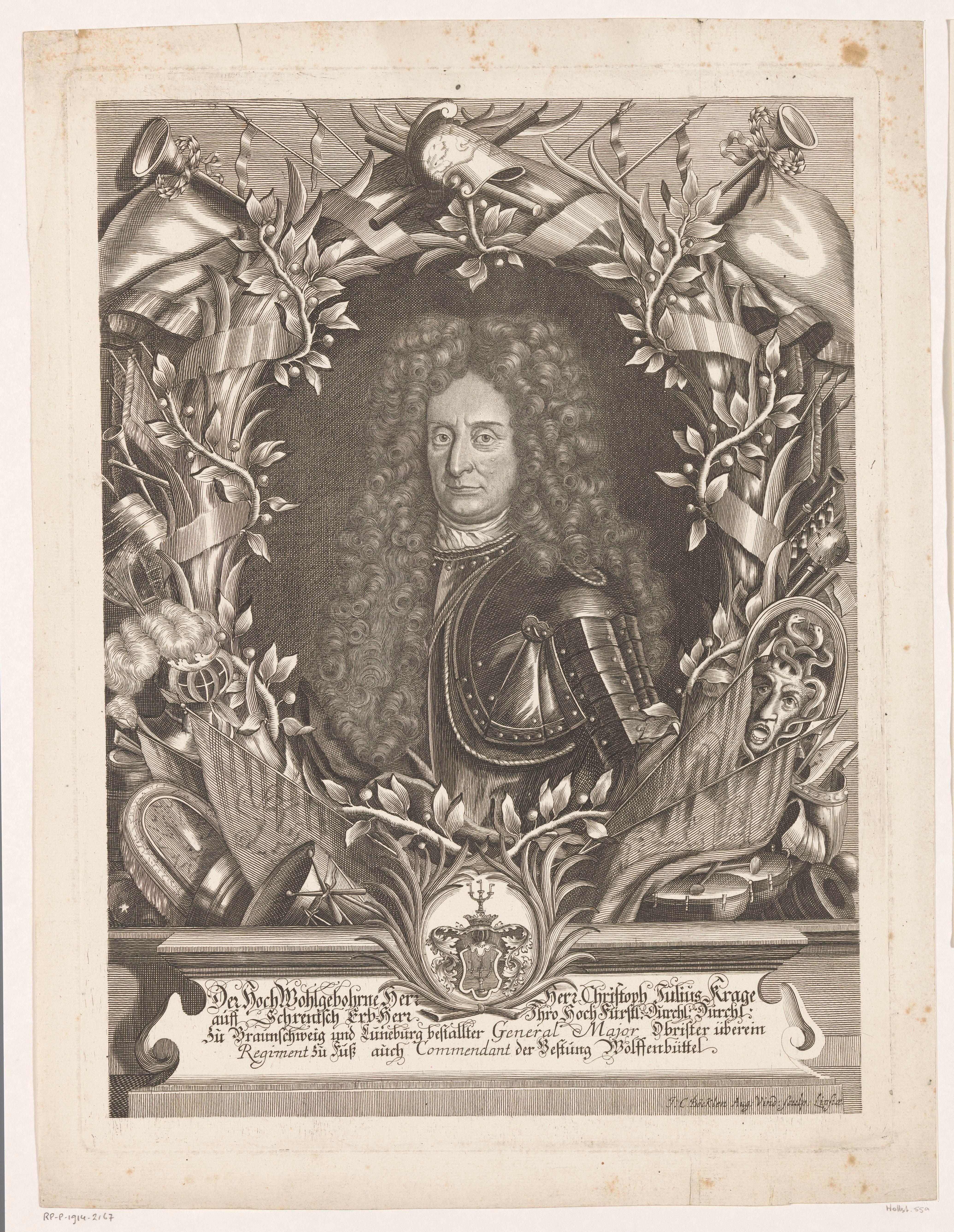 Portret van Christoph Julius Krage by Johann Christoph Boecklin