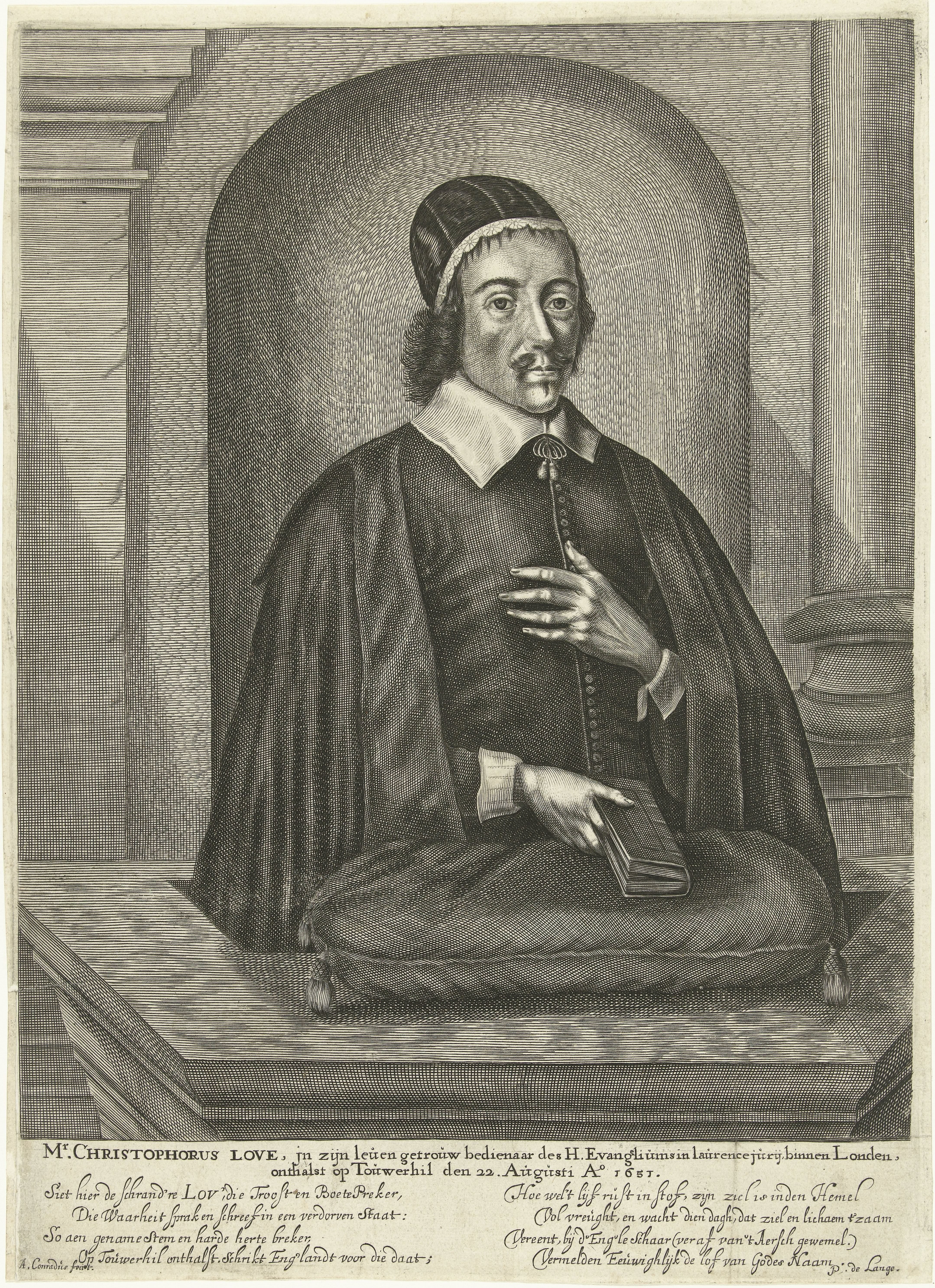Portret van Christopher Love by Abraham J. Conradus