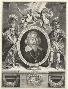 Portret van Christophor Urne met Minerva en Mars