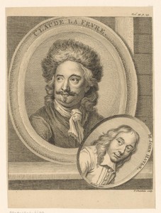 Portret van Claude Lefèbvre en John Hayls in een medaillon