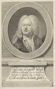 Portret van componist en luitspeler Sylvius Leopold Weiss