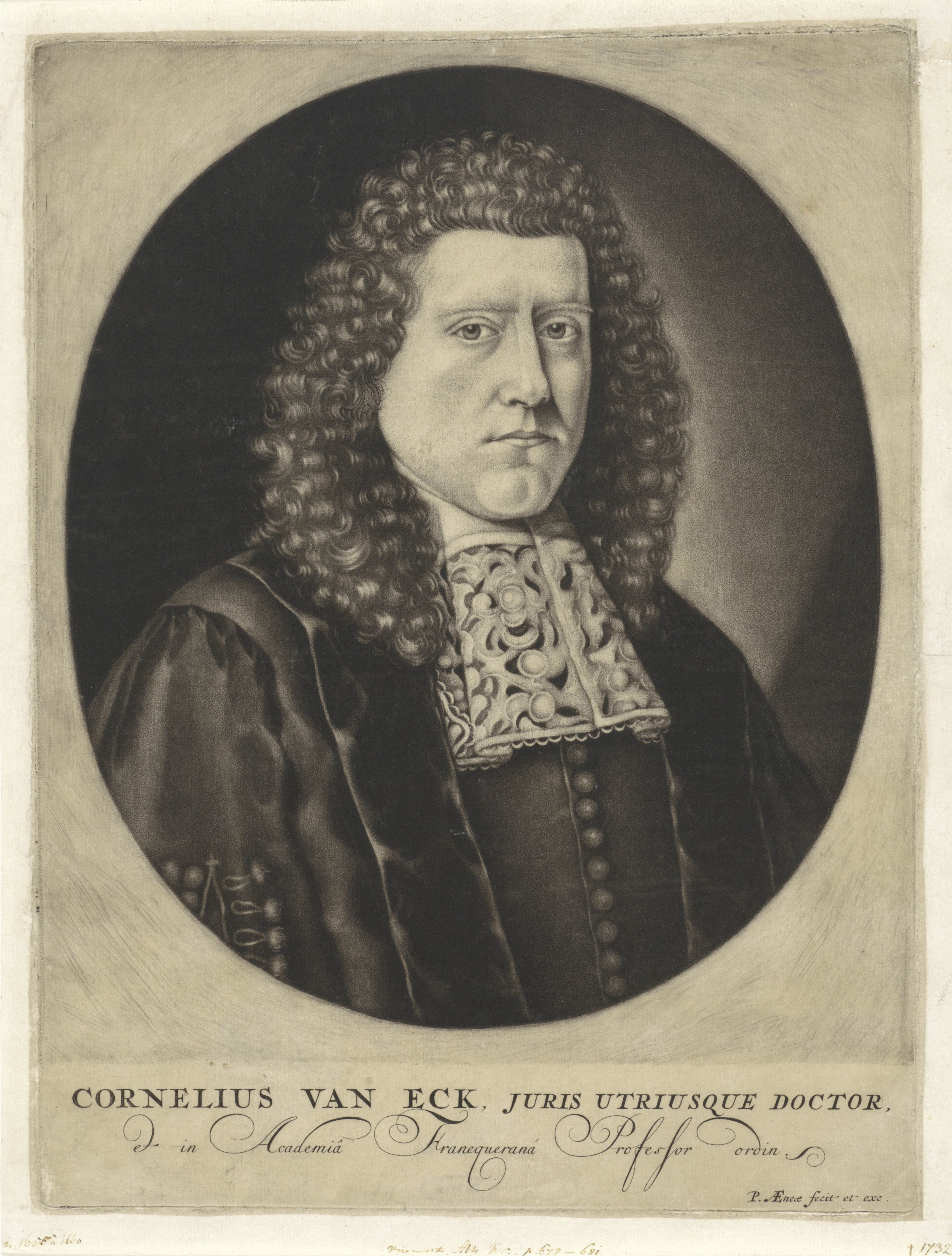 Portret van Cornelius van Eck by Petrus Aeneae