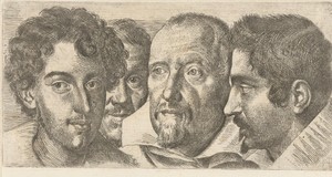 Portret van Cosimo Orsino, Cesare Bartolotti, Sigmund Laire en een zelfportret van Ottavio Leoni