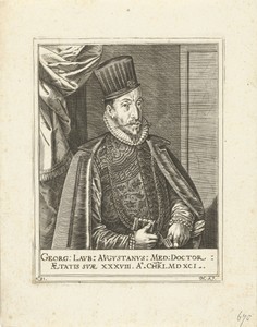 Portret van de arts Georg Laub op 38-jarige leeftijd