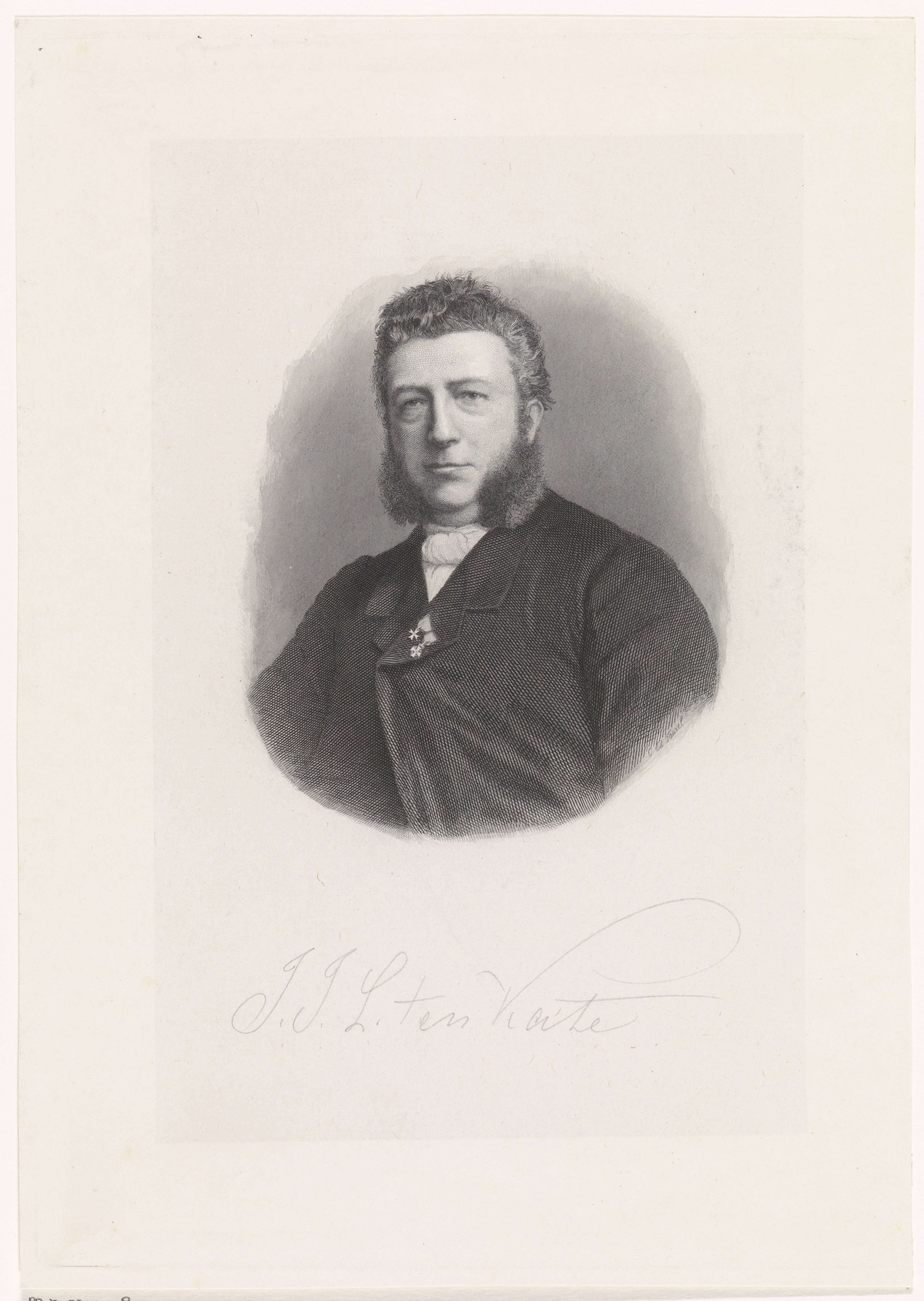 Portret van de dichter en predikant Jan Jacob Lodewijk ten Kate by Edouard Taurel