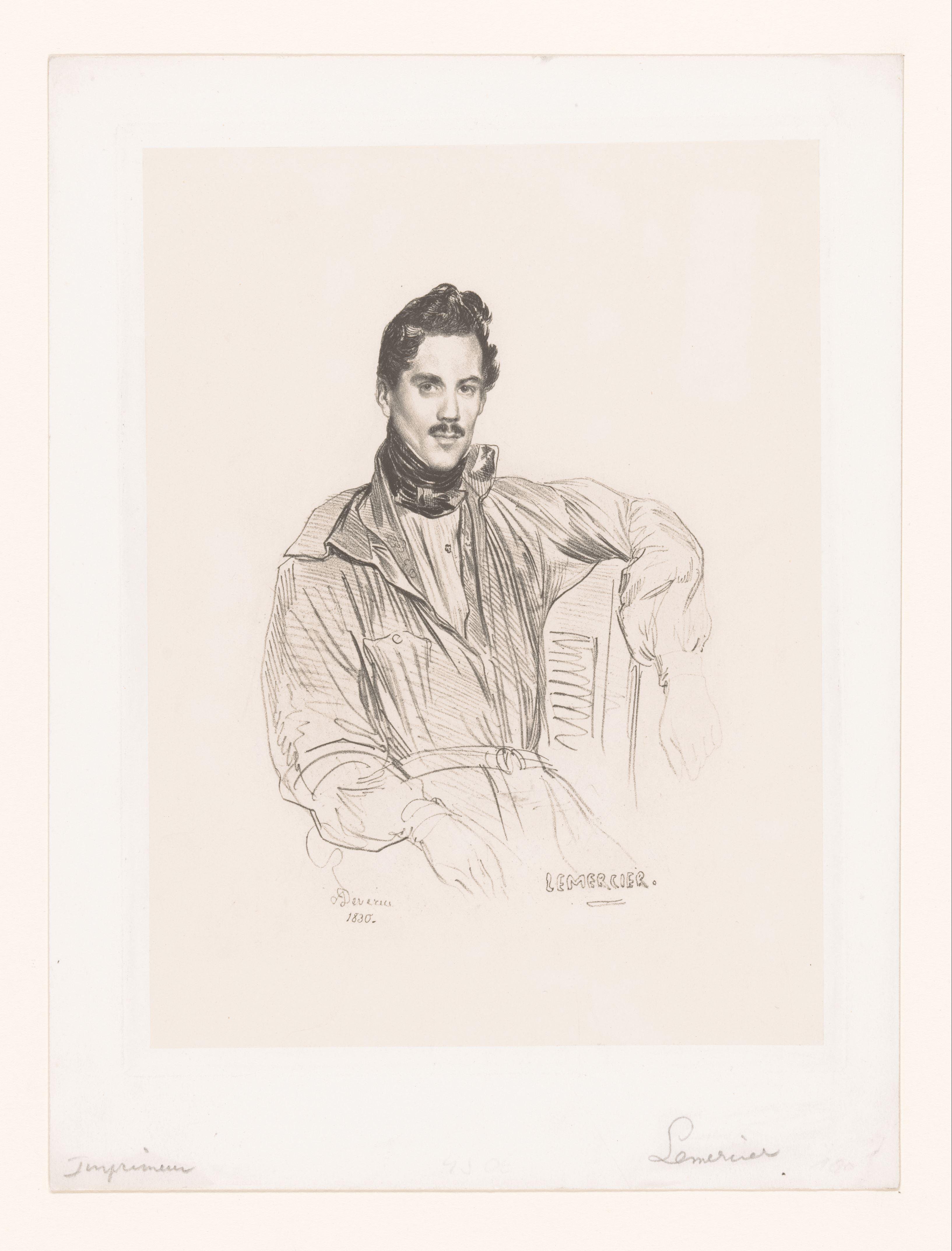 Portret van de drukker Joseph-Rosé Lemercier by Achille Devéria