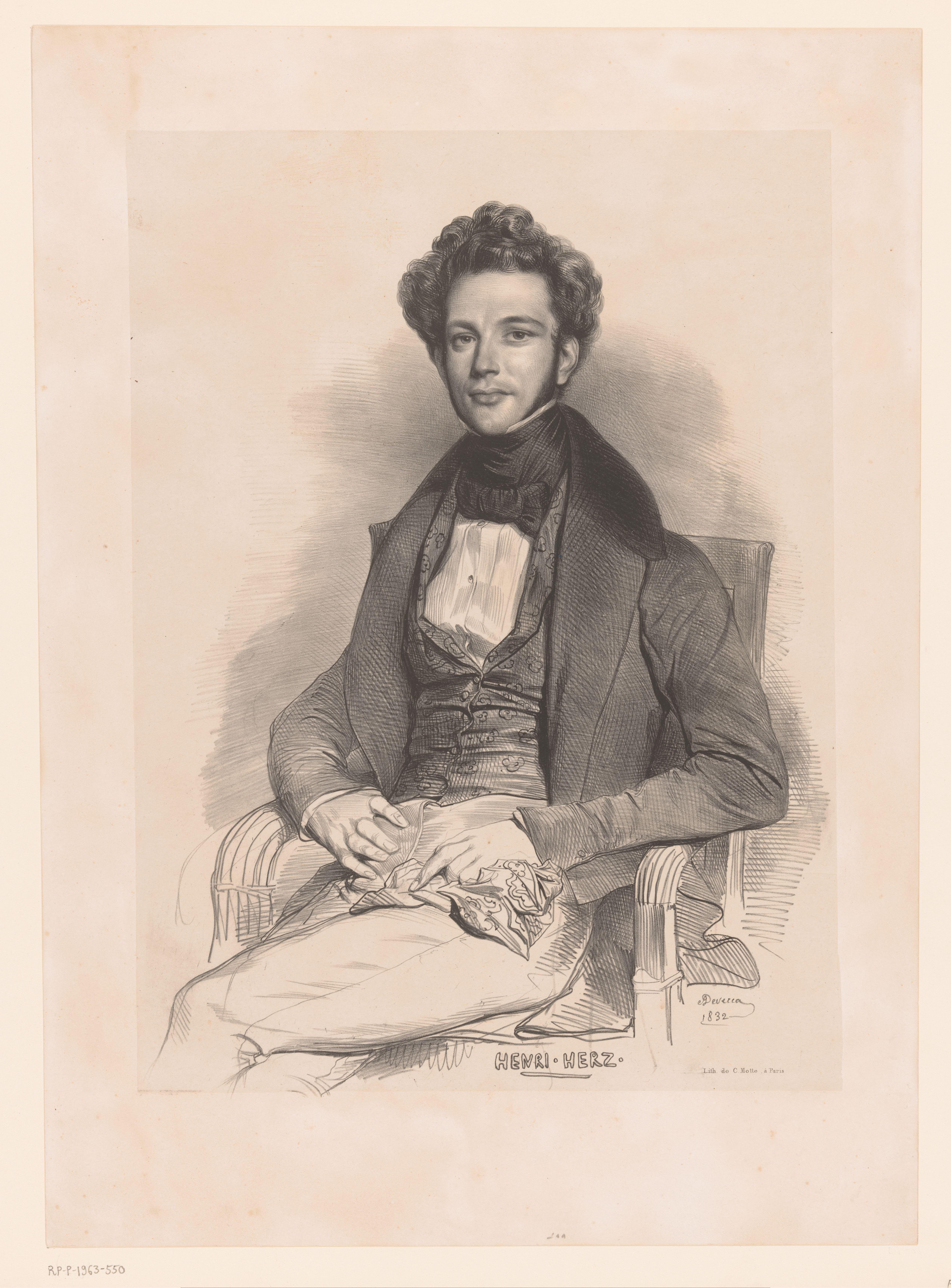 Portret van de pianist Henri Herz by Achille Devéria