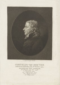 Portret van de predikant Cornelis van der Ven, in profiel