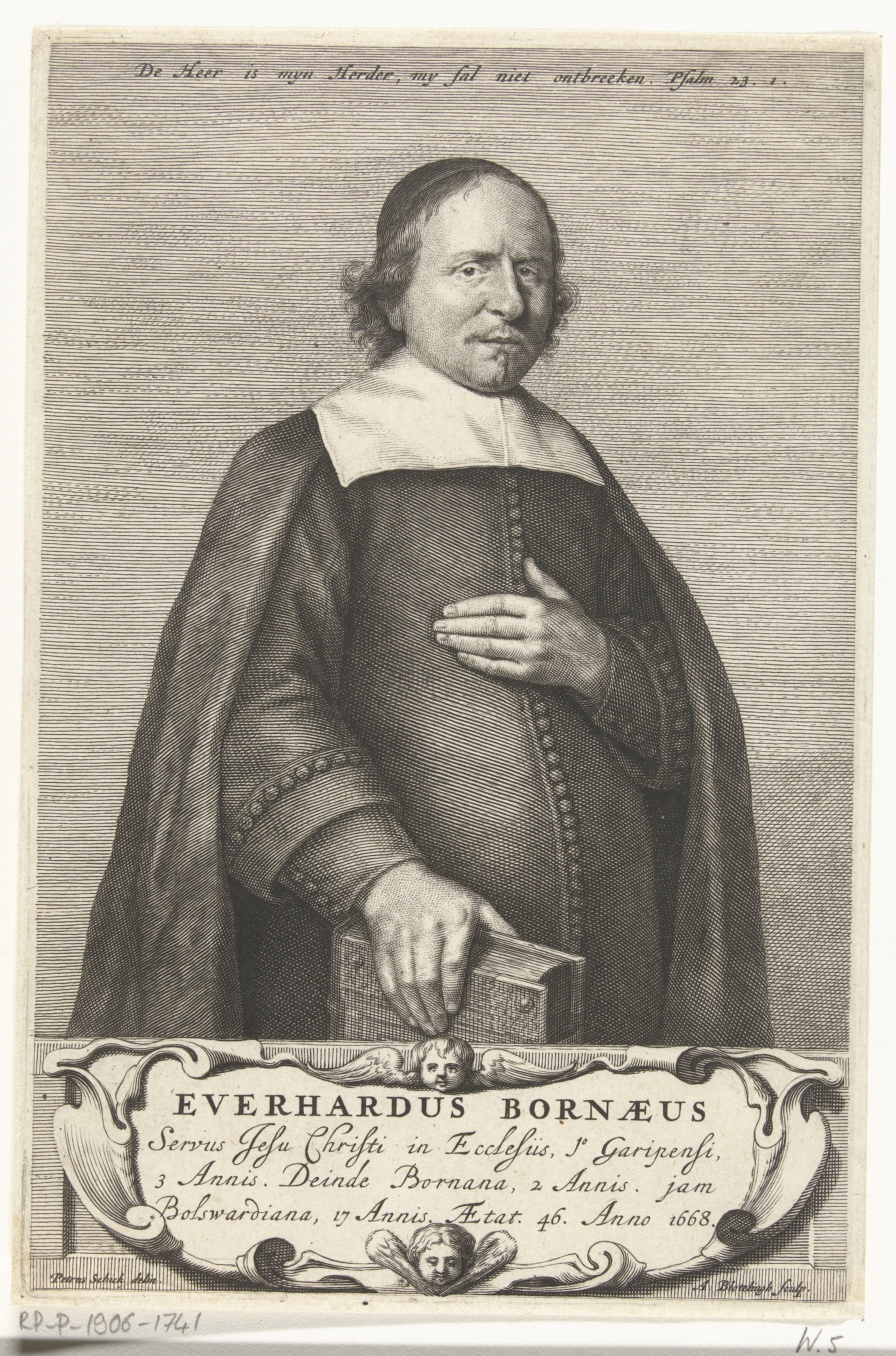 Portret van de predikant Everhard Bornaeus by Abraham Bloteling