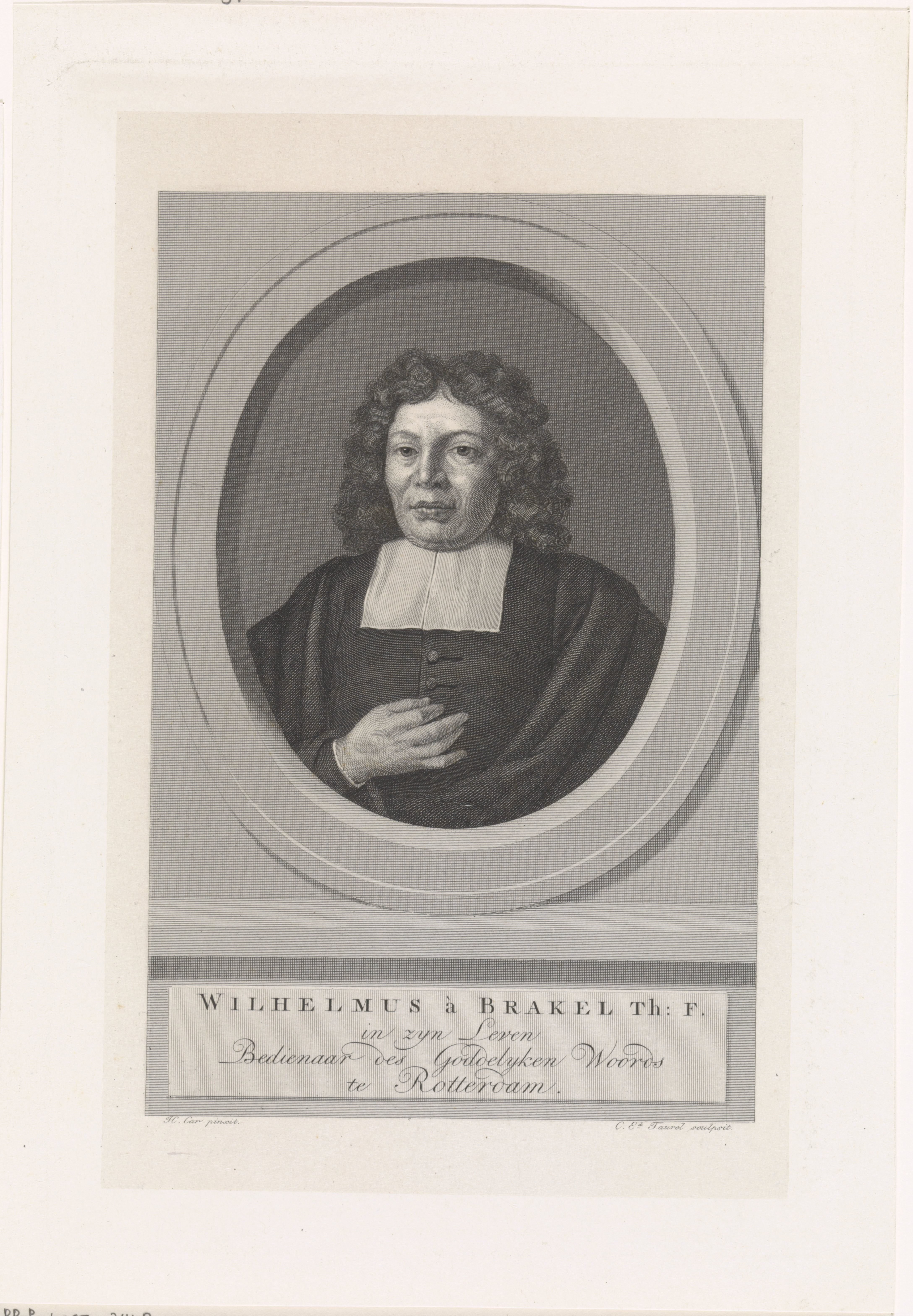 Portret van de predikant Willem van Brakel by Edouard Taurel
