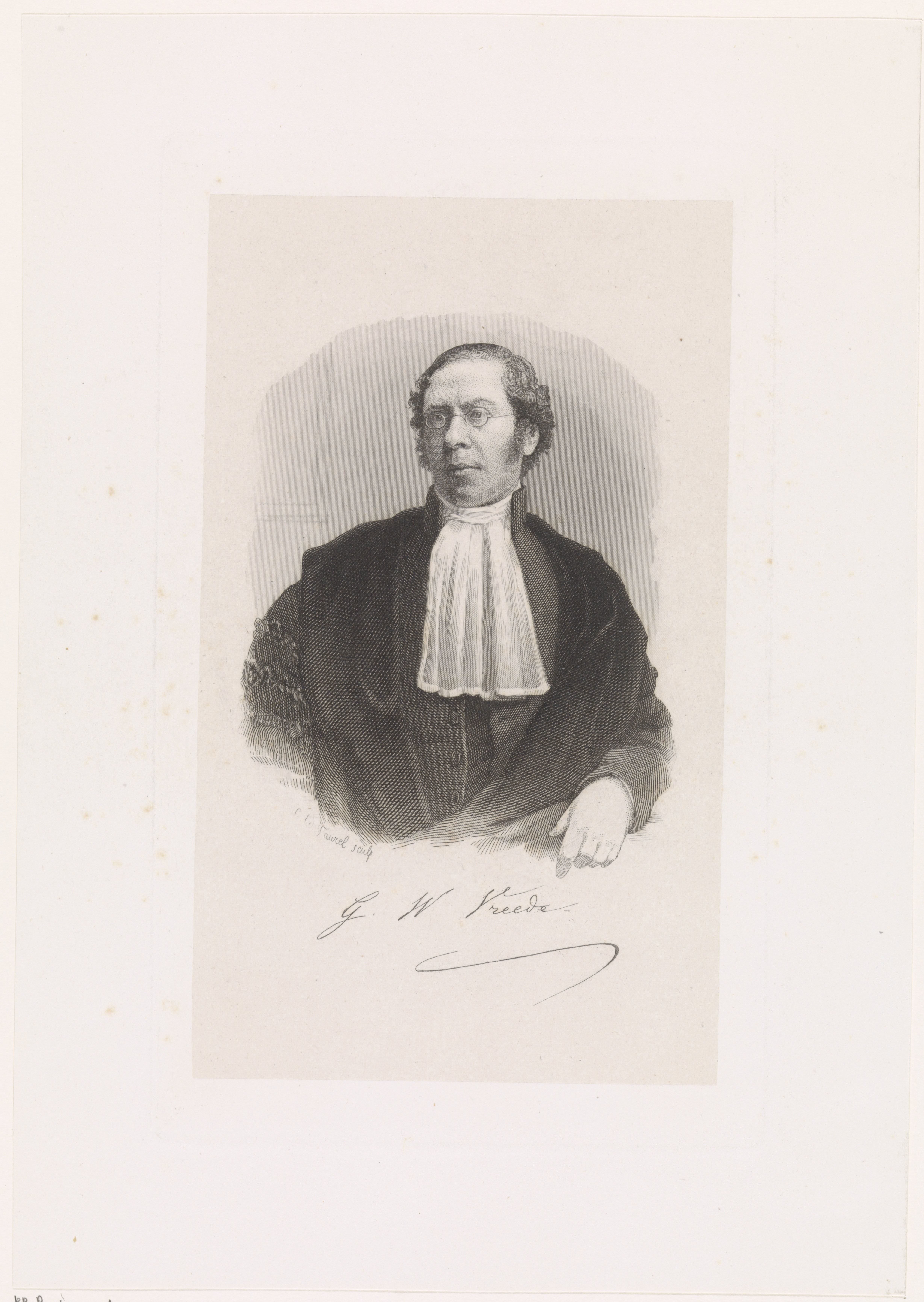Portret van de Utrechtse hoogleraar George Willem Vreede by Edouard Taurel
