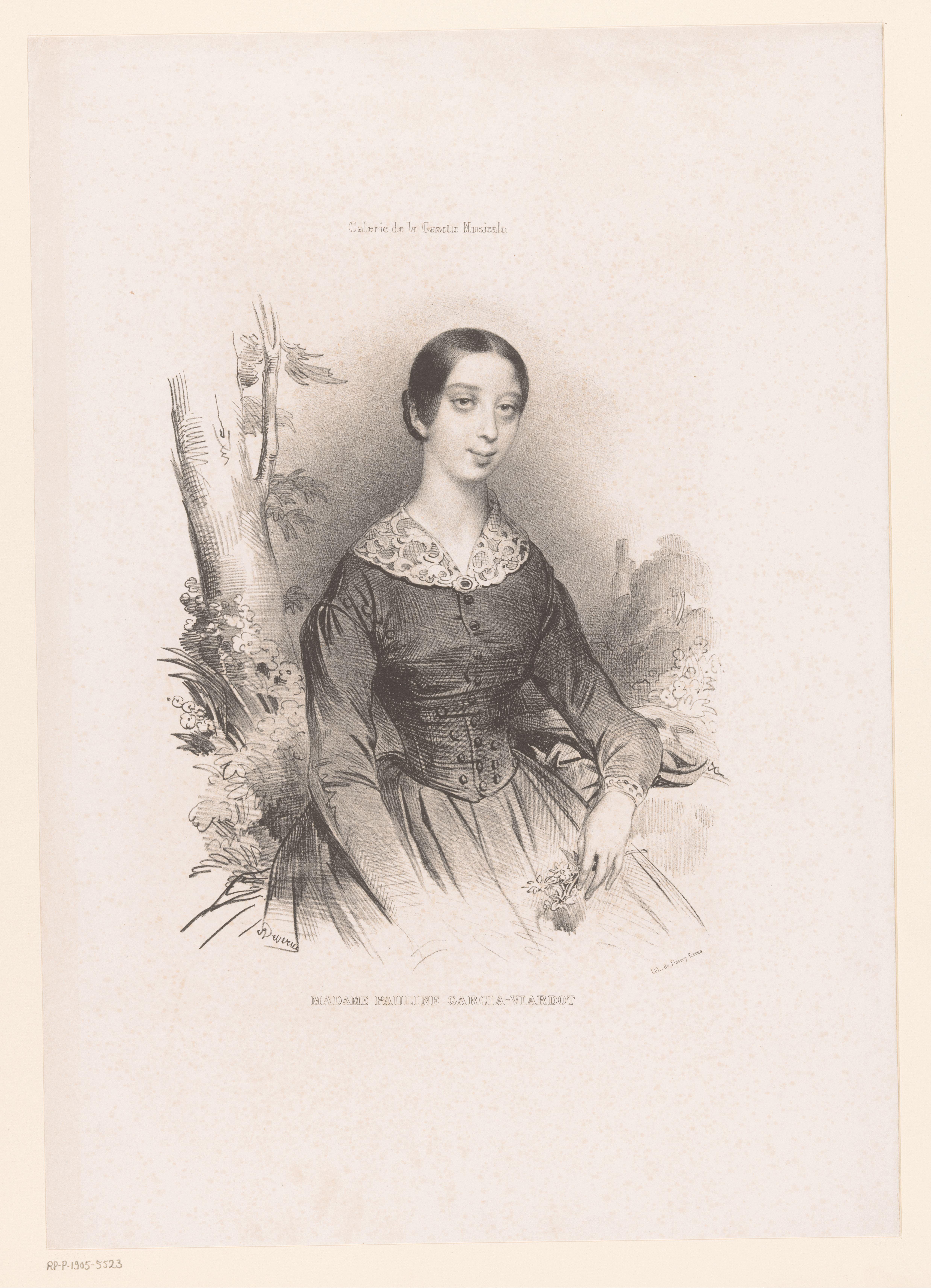 Portret van de zangeres Pauline Viardot by Achille Devéria