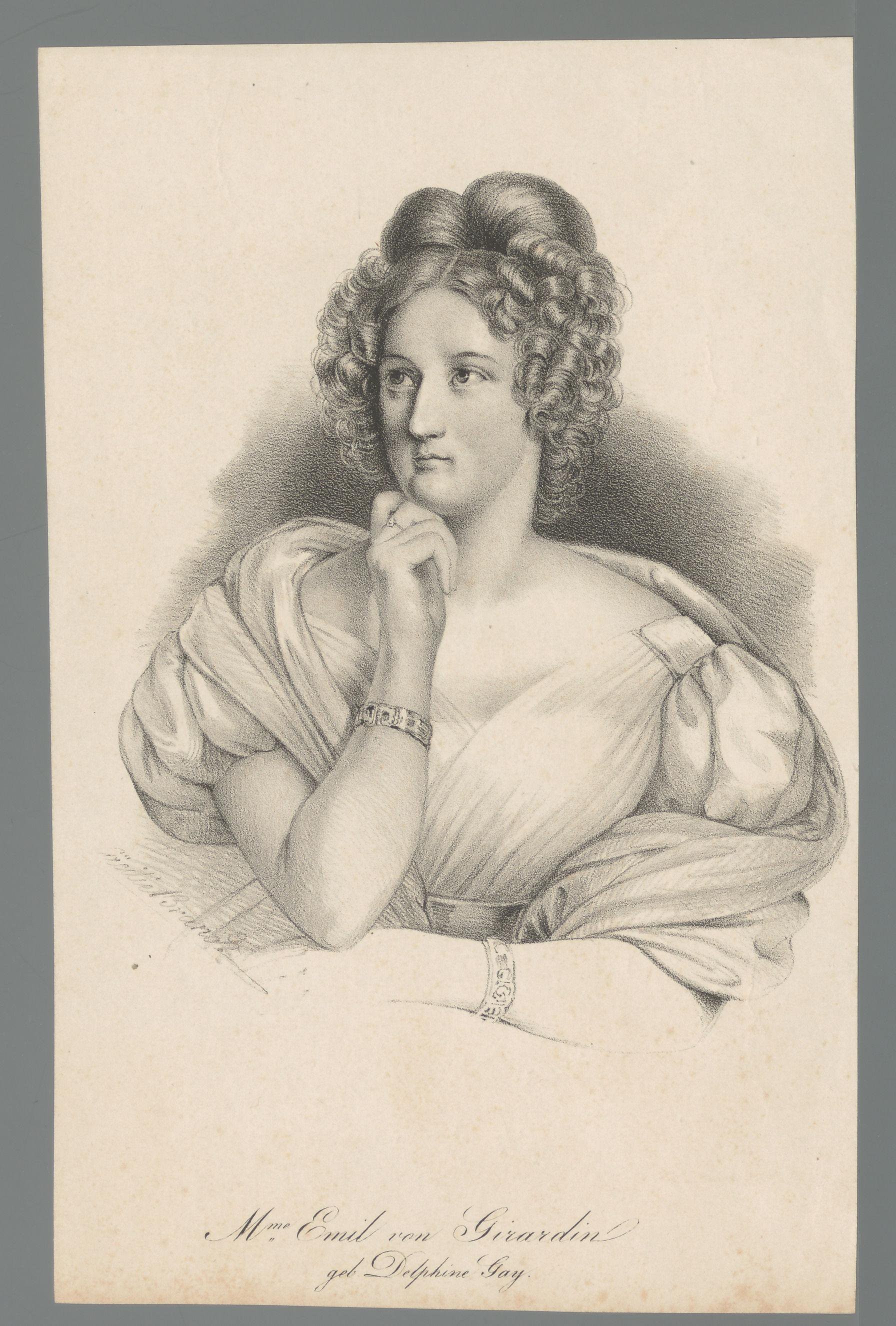 Portret van Delphine de Girardin by Cäcilie Brandt