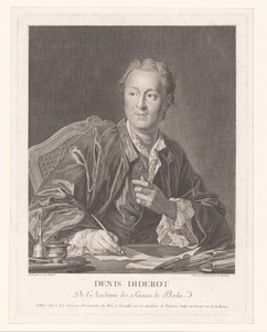 Portret van Denis Diderot aan zijn schrijftafel