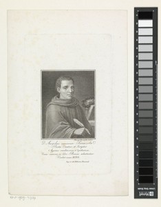 Portret van dichter en schrijver D. Angelus met schrijfveer