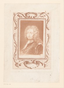 Portret van Edmond Halley in versierde lijst